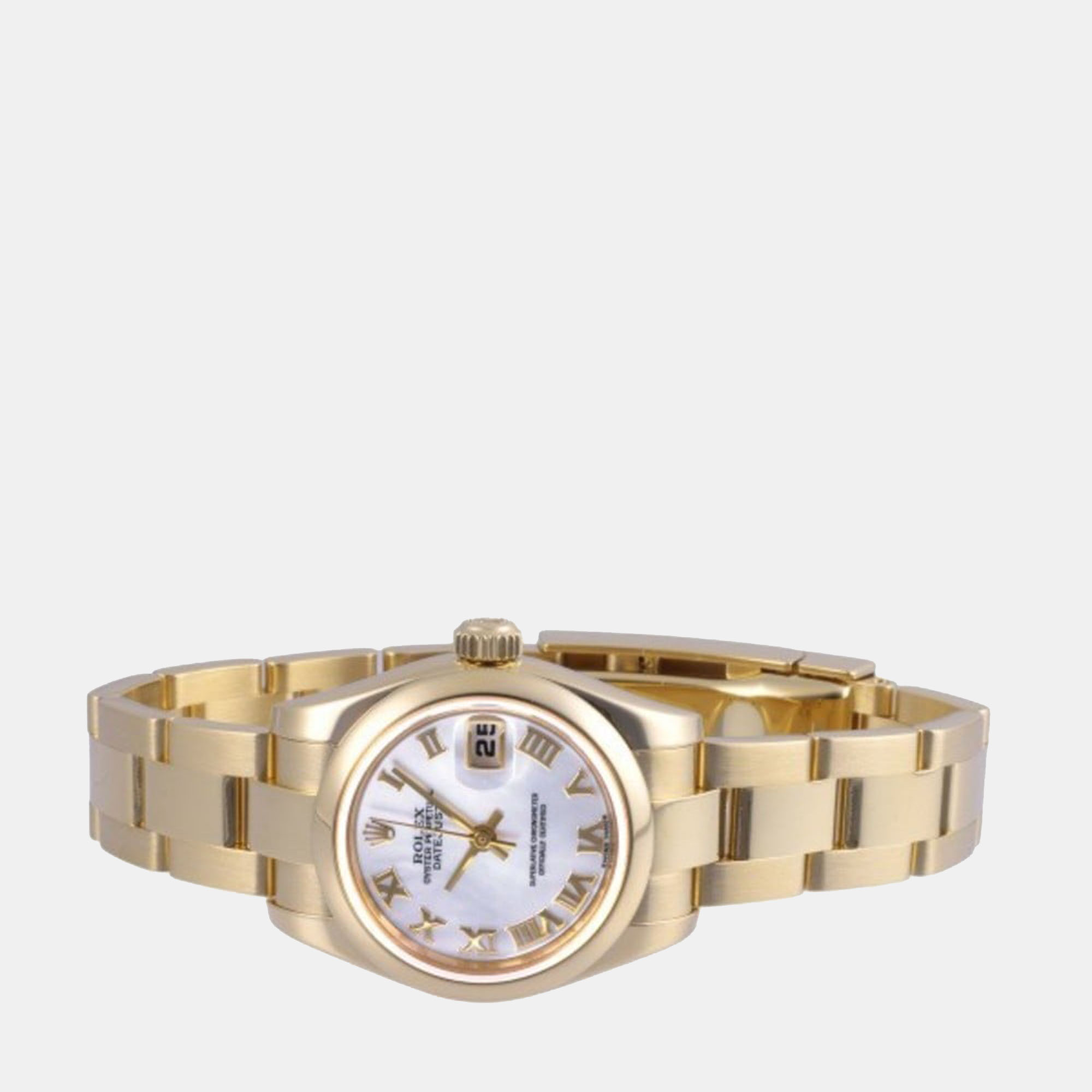 

Rolex White 18k Yellow Gold Datejust 179168 Automatic Women's Wristwatch 26 mm
