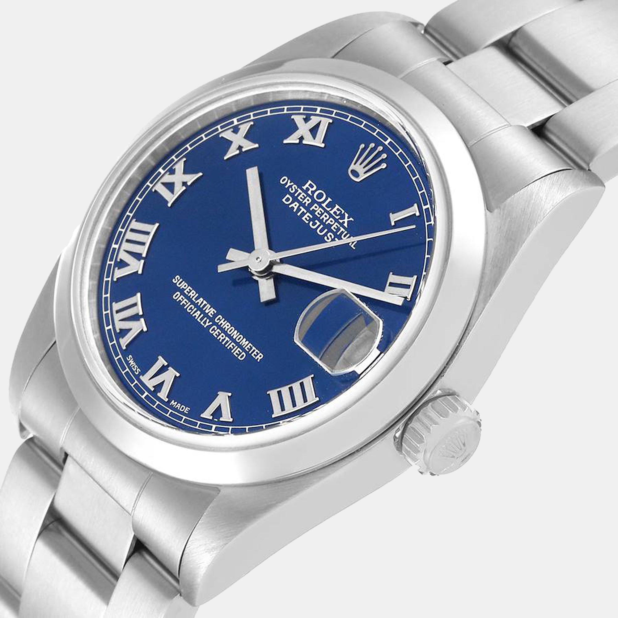 

Rolex Blue Stainless Steel Datejust 68240 Automatic Women's Wristwatch 31 mm