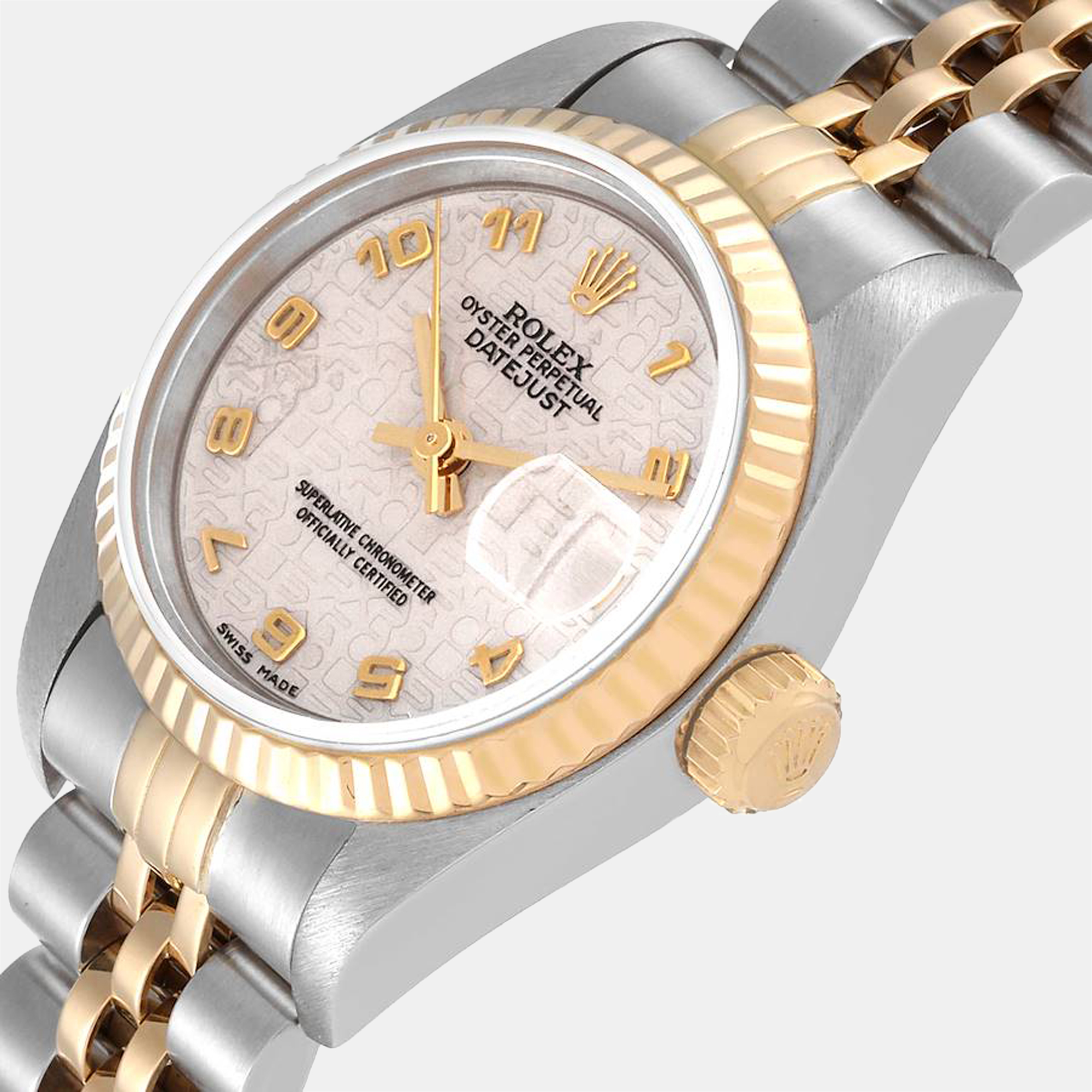 

Rolex Ivory 18k Yellow Gold And Stainless Steel Datejust 69173 Automatic Women's Wristwatch 26 mm, White