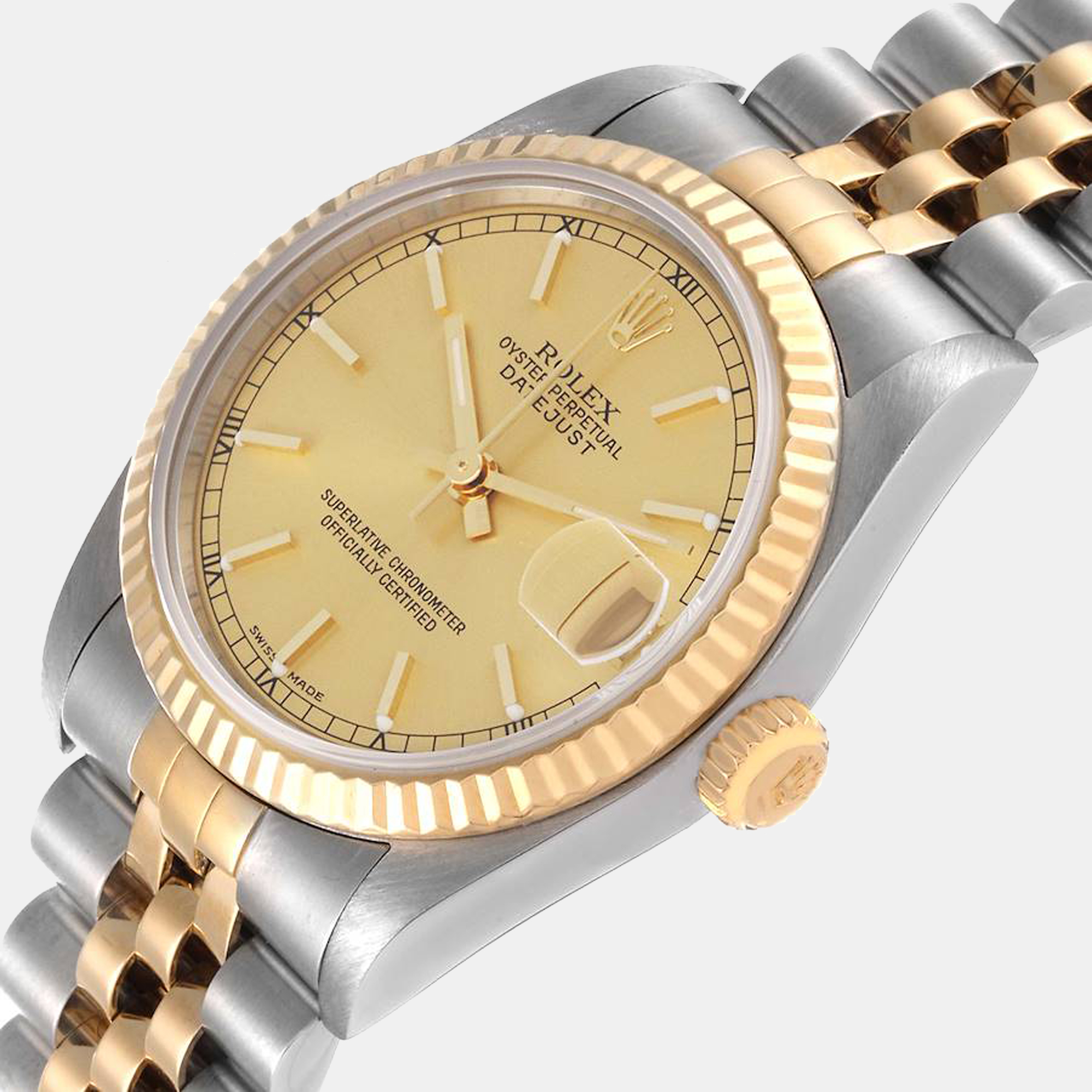 

Rolex Champagne 18K Yellow Gold And Stainless Steel Datejust 78273 Automatic Women's Wristwatch 31 mm