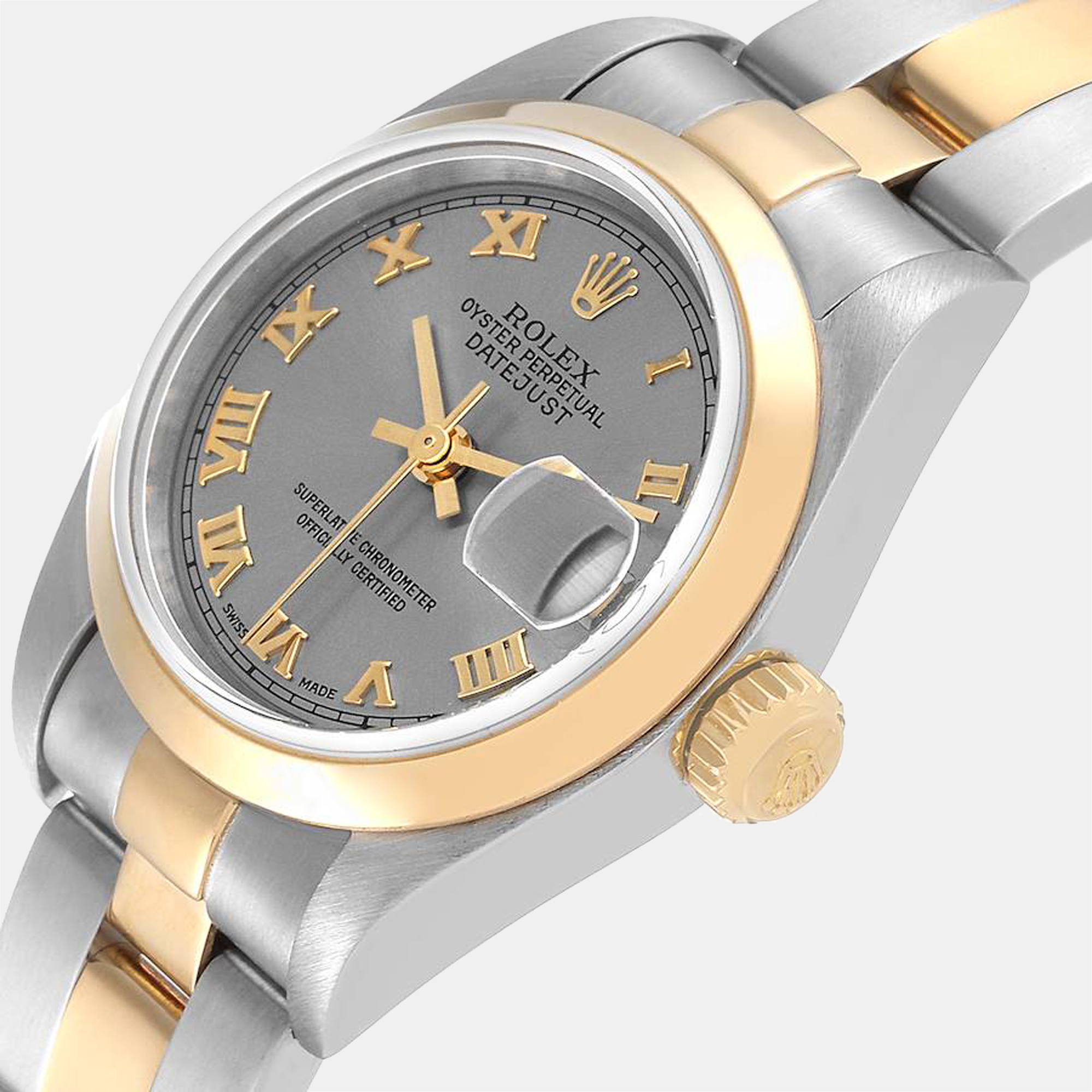 

Rolex Grey 18K Yellow Gold And Stainless Steel Datejust 79163 Automatic Women's Wristwatch 26 mm