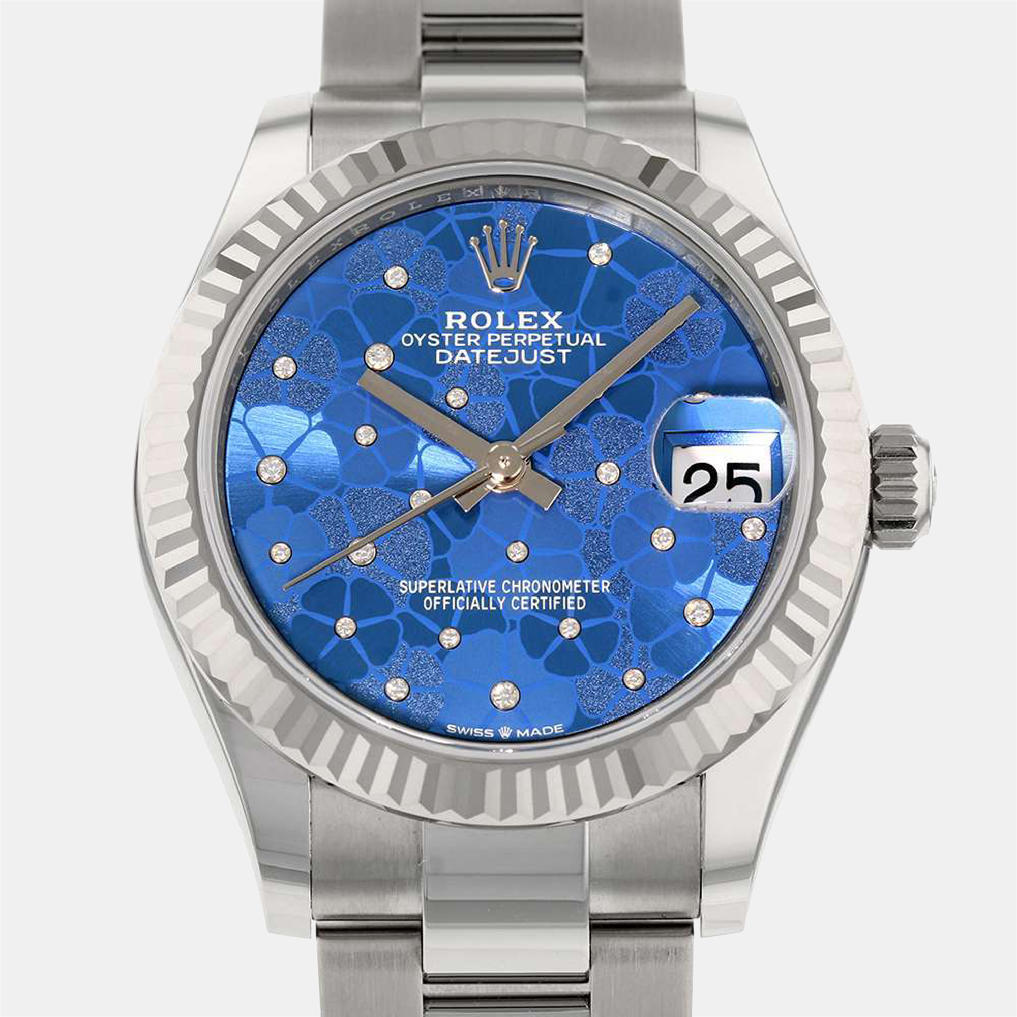 Pre-owned Rolex Blue 18k White Gold And Stainless Steel Datejust 278274 ...