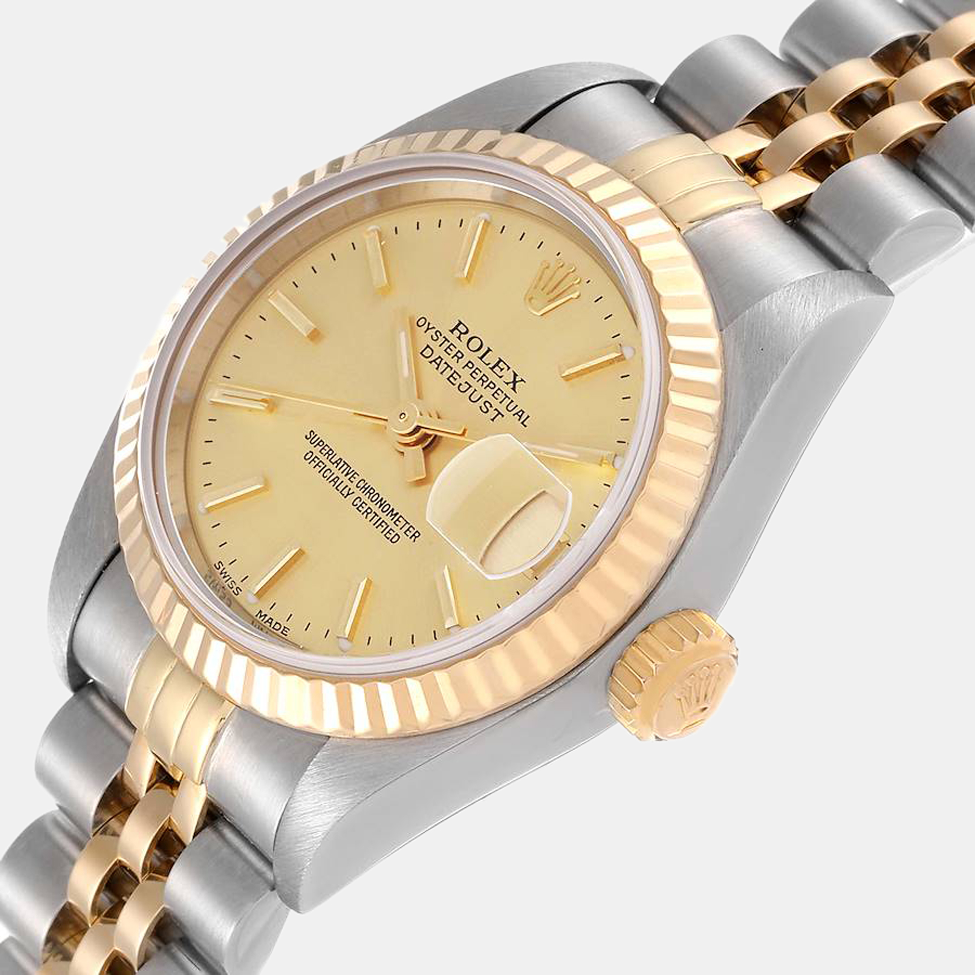 

Rolex Champagne 18k Yellow Gold And Stainless Steel Datejust 79173 Automatic Women's Wristwatch 26 mm