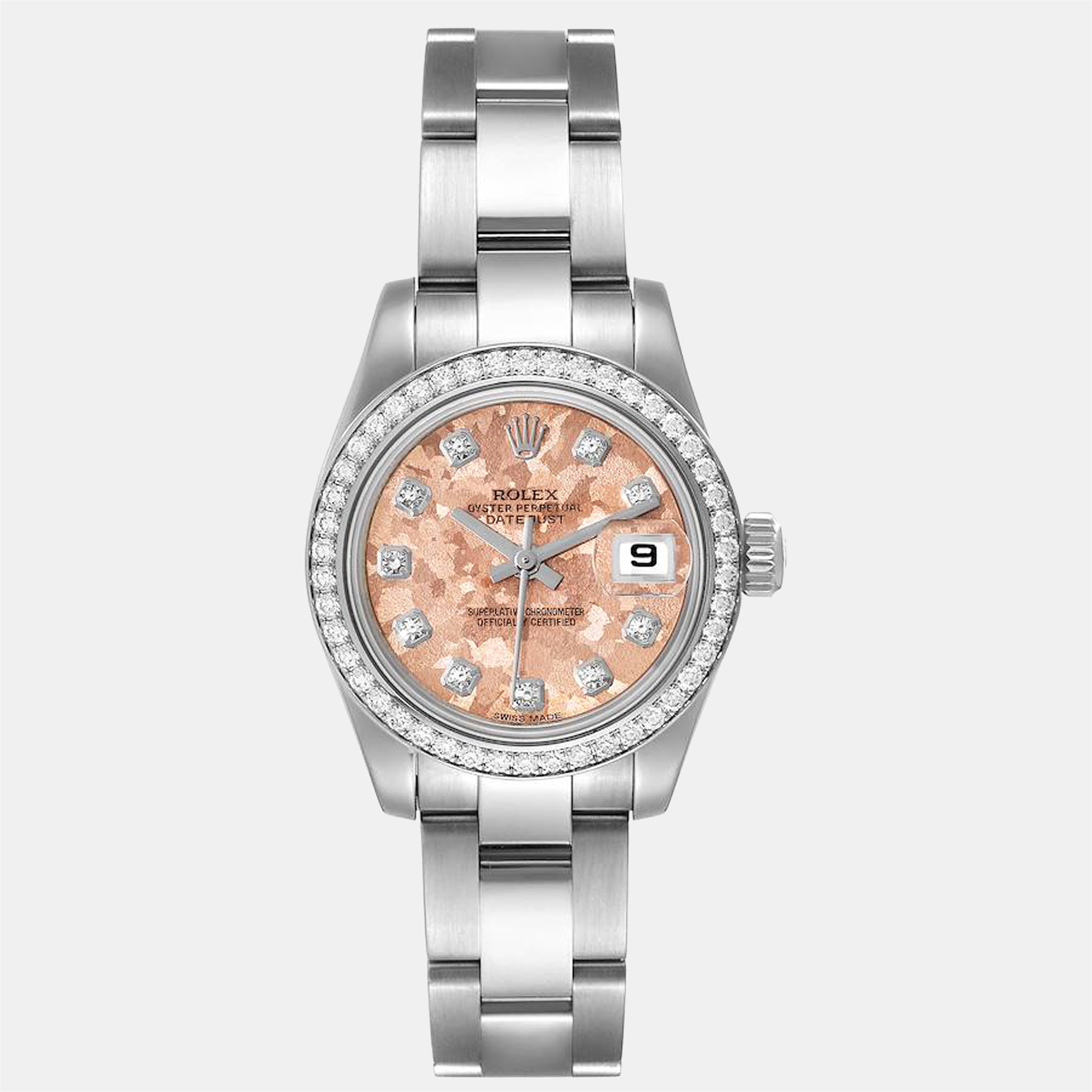 

Rolex Pink Diamonds 18K White Gold And Stainless Steel Datejust 179384 Women's Wristwatch 26 mm