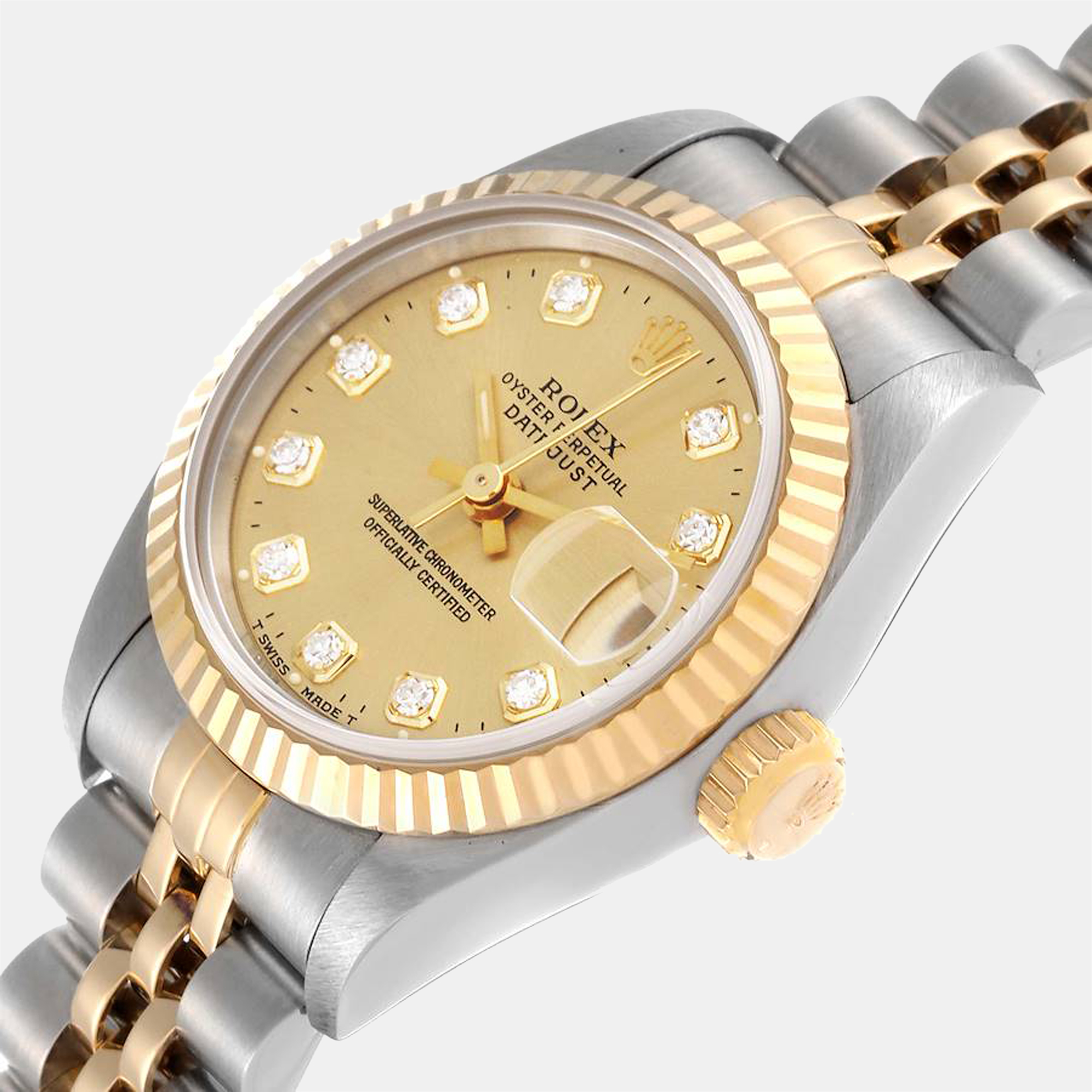 

Rolex Champagne Diamonds 18K Yellow Gold And Stainless Steel Datejust 69173 Women's Wristwatch 26 mm