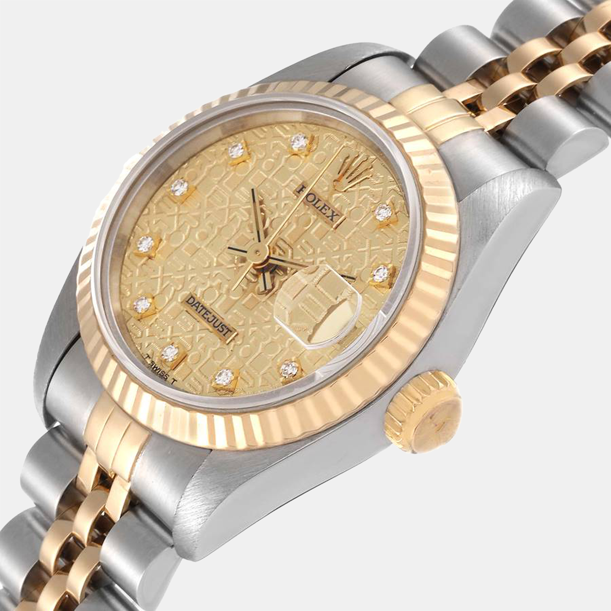 

Rolex Champagne Diamonds 18K Yellow Gold And Stainless Steel Datejust 69173 Women's Wristwatch 26 mm