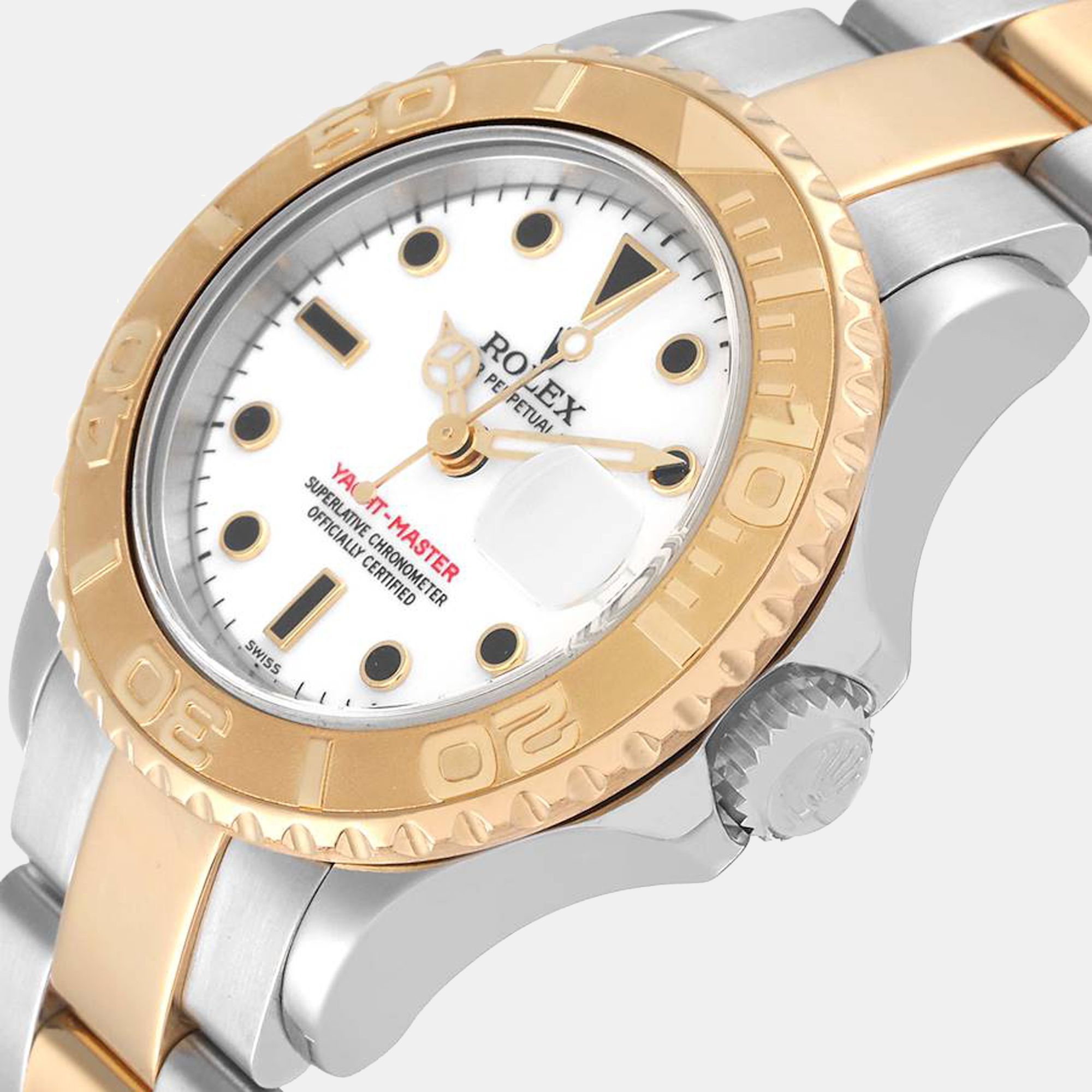 

Rolex White 18K Yellow Gold And Stainless Steel Yacht-Master 169623 Automatic Women's Wristwatch 29 mm