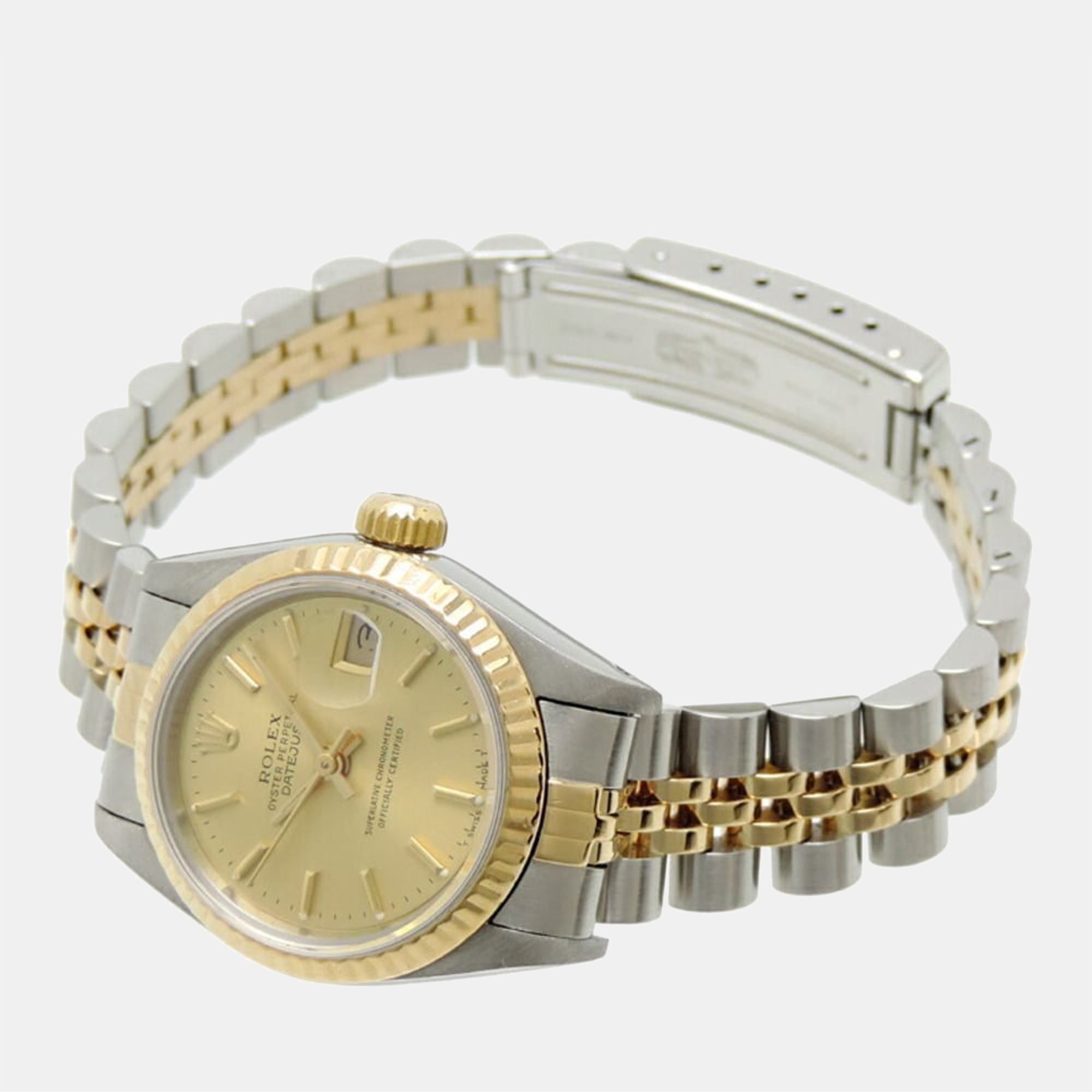 

Rolex Champagne Diamonds 18K Yellow Gold And Stainless Steel Datejust 69173 Automatic Women's Wristwatch 26 mm