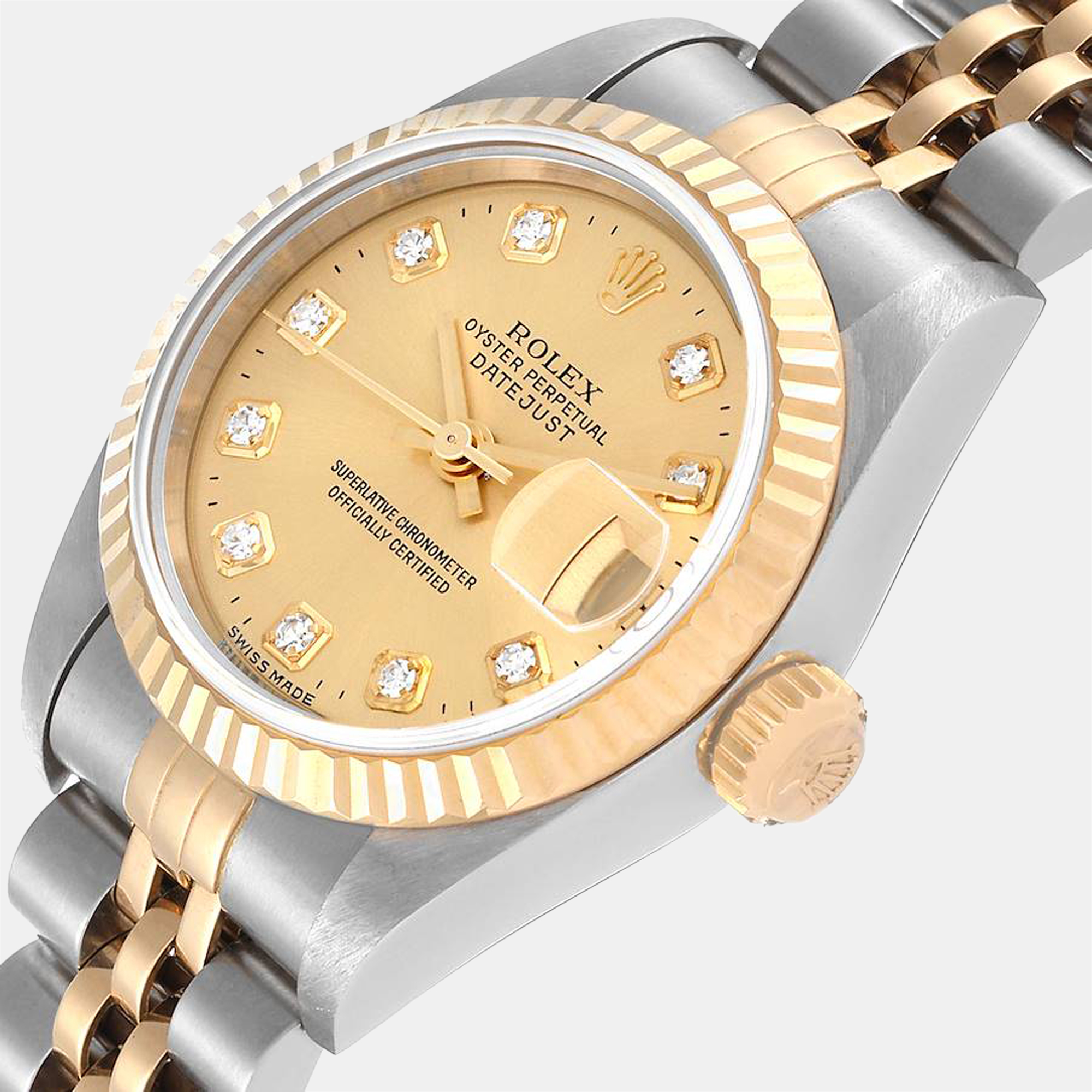 

Rolex Champagne Diamonds 18K Yellow Gold And Stainless Steel Datejust 79173 Women's Wristwatch 26 mm