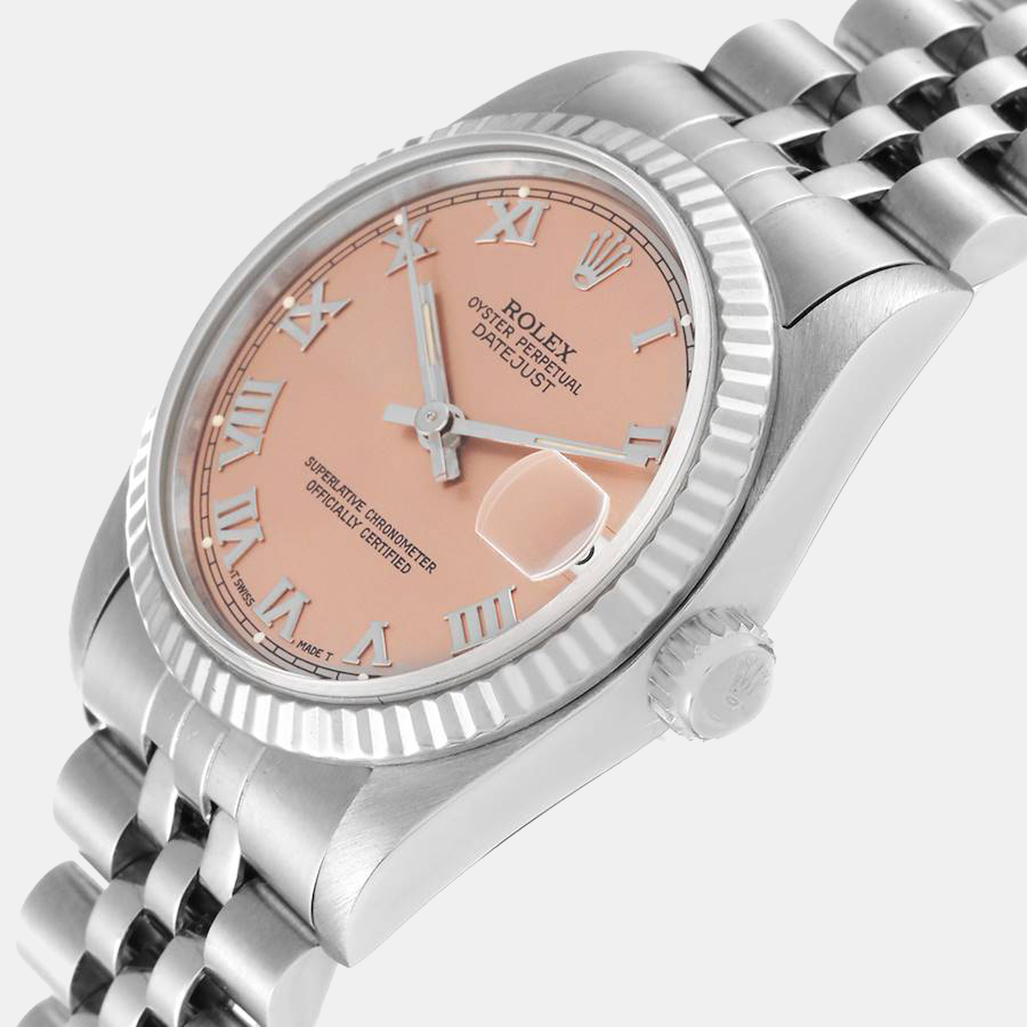 

Rolex Pink 18K White Gold And Stainless Steel Datejust 68274 Automatic Women's Wristwatch 31 mm