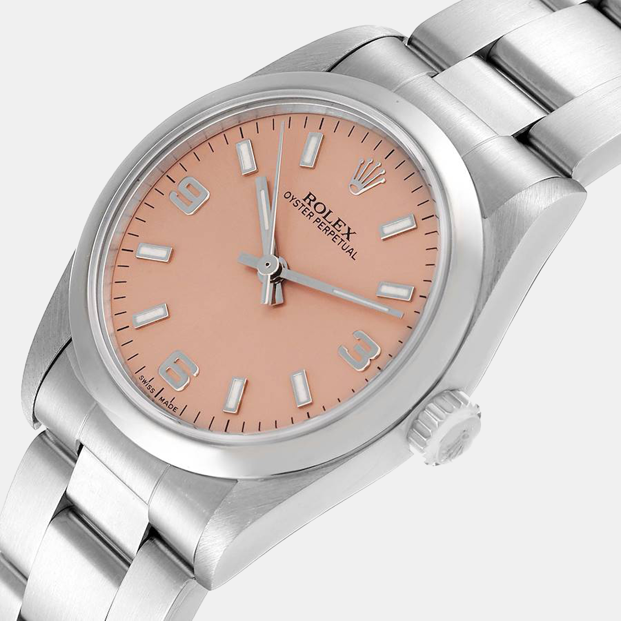 

Rolex Pink Stainless Steel Oyster Perpetual 77080 Automatic Women's Wristwatch 31 mm