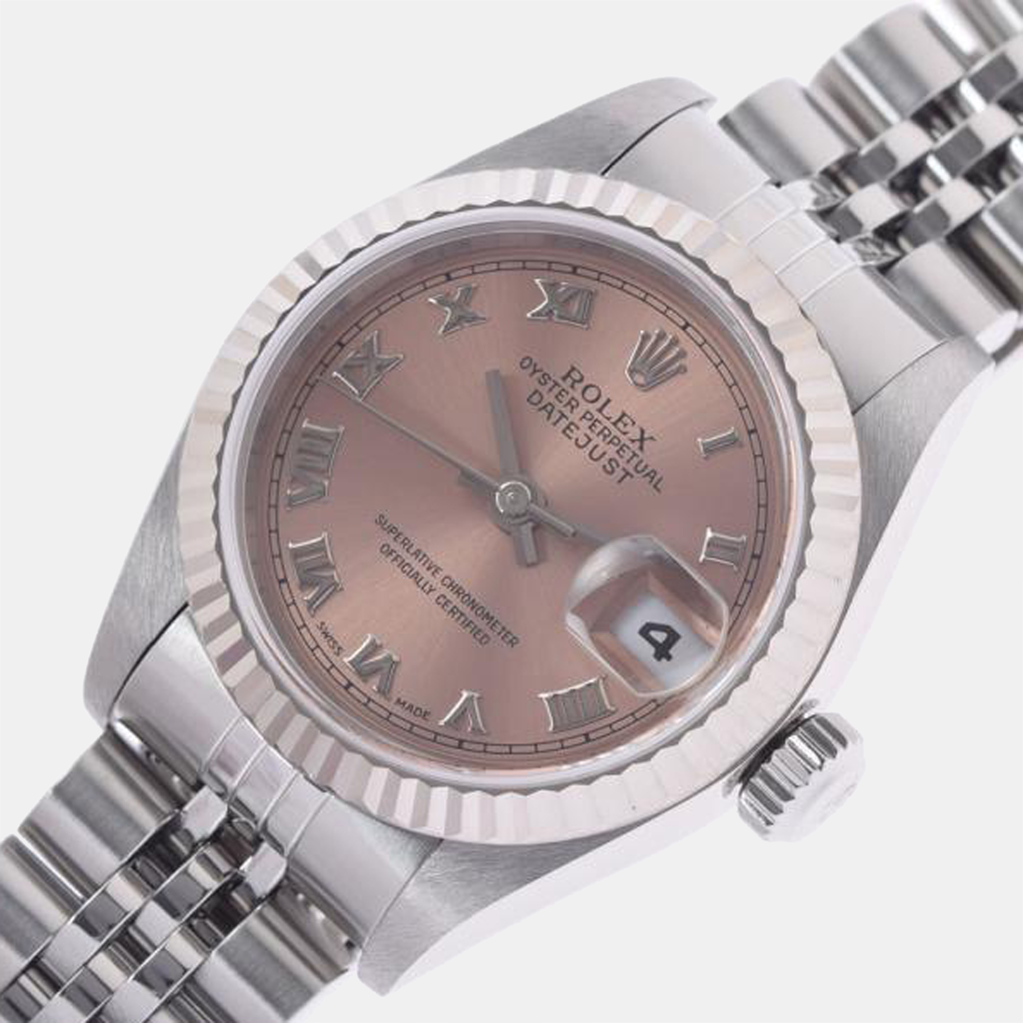 

Rolex Pink 18K White Gold And Stainless Steel Datejust 69174 Automatic Women's Wristwatch 26 mm