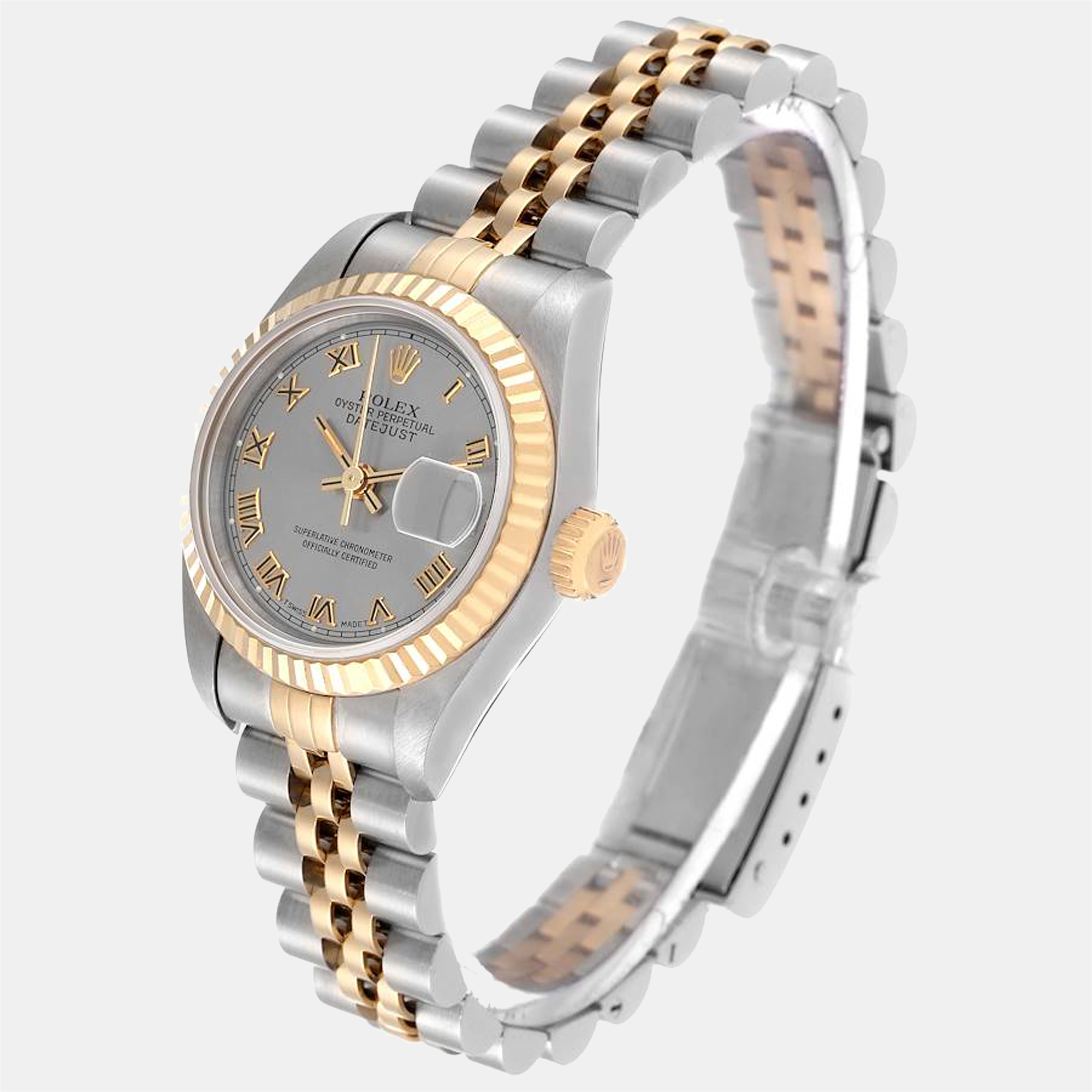 

Rolex Grey 18K Yellow Gold And Stainless Steel Datejust 69173 Women's Wristwatch 26 mm