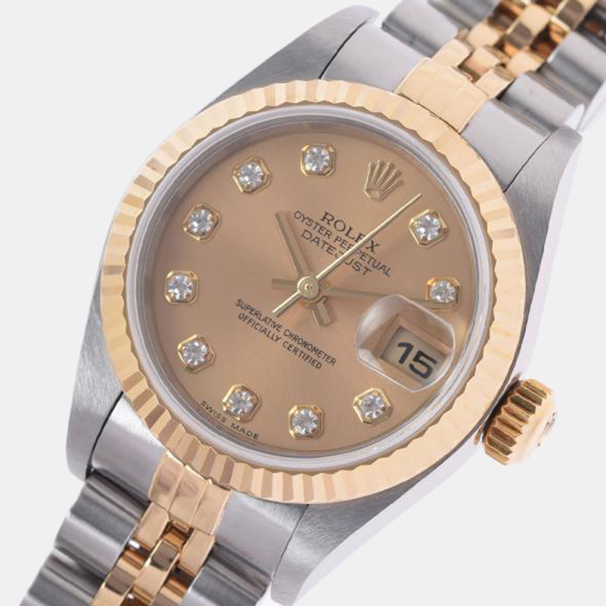 

Rolex Champagne Diamonds 18K Yellow Gold And Stainless Steel Datejust 79173 Women's Wristwatch 26 mm