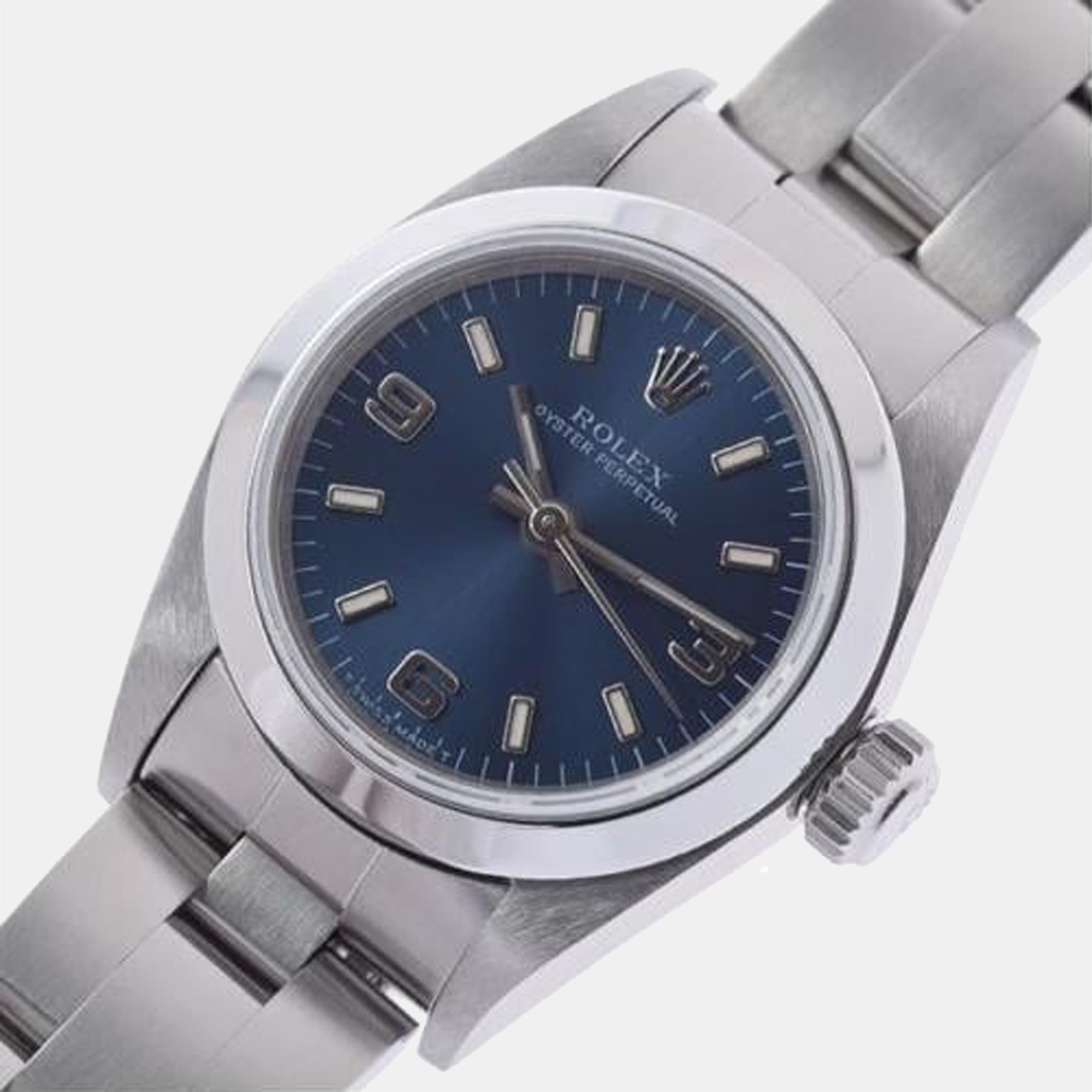 

Rolex Blue Stainless Steel Oyster Perpetual 67180 Women's Wristwatch 24 mm