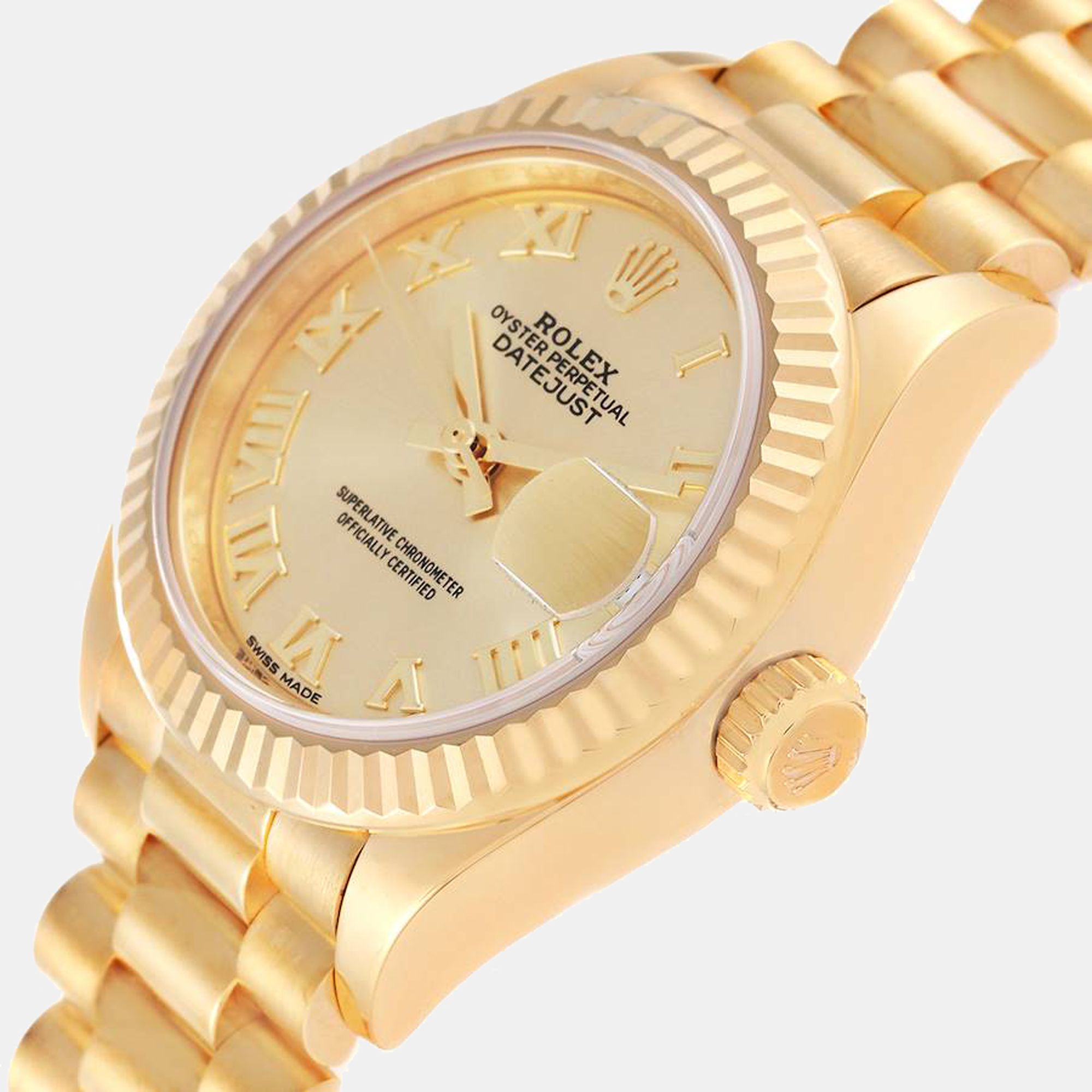 

Rolex Champagne 18K Yellow Gold President Datejust 279178 Automatic Women's Wristwatch 26 mm