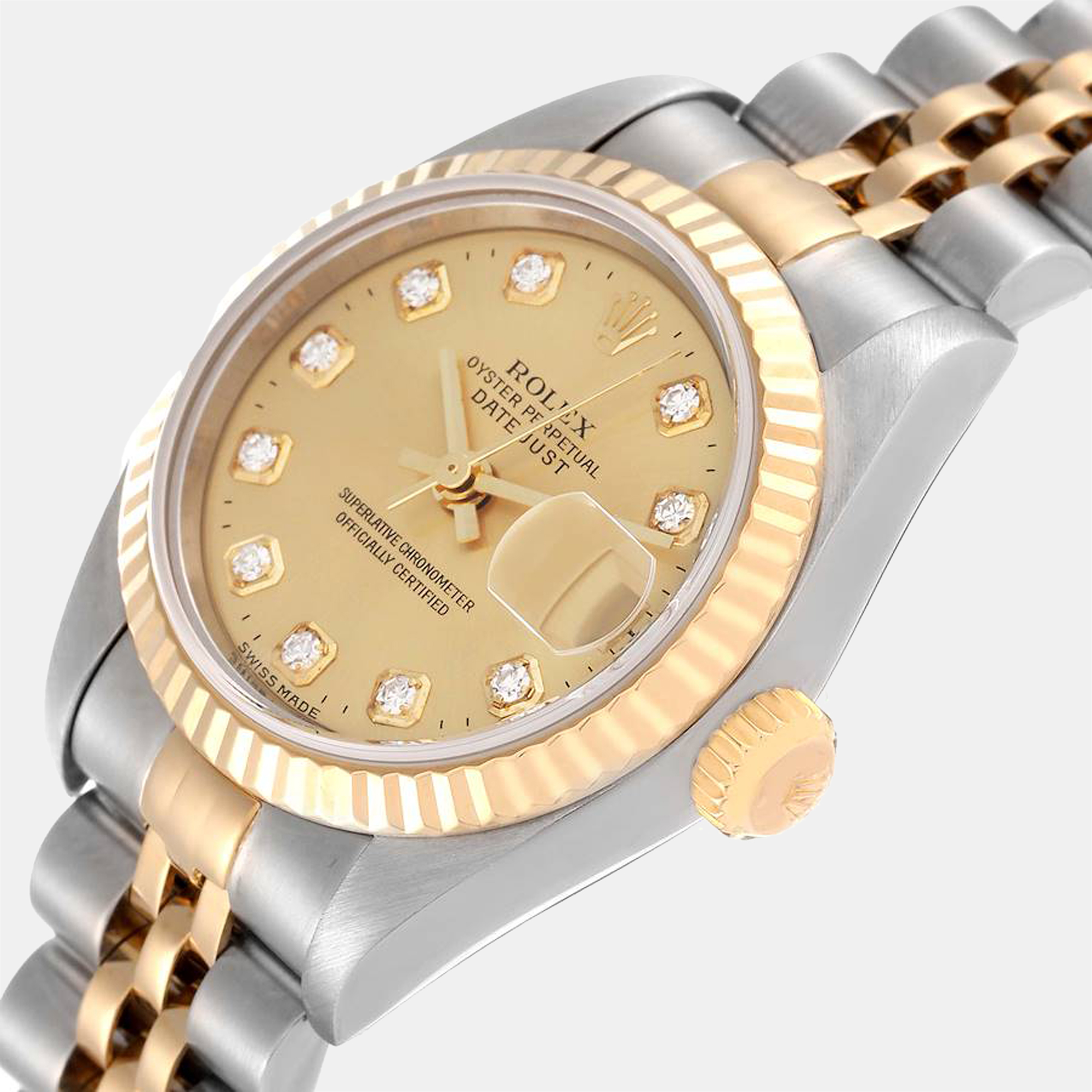 

Rolex Champagne Diamonds 18K Yellow Gold And Stainless Steel Datejust 79173 Women's Wristwatch 26 mm