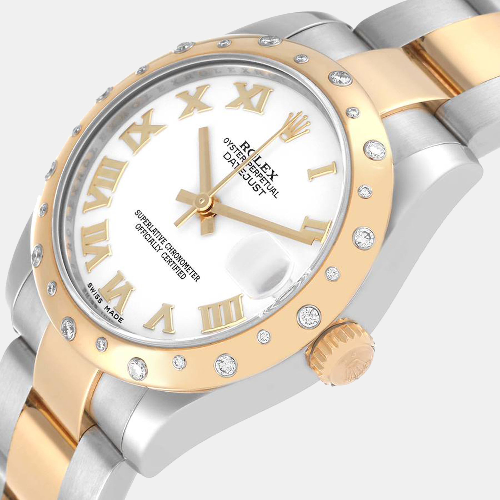 

Rolex White Diamonds 18K Yellow Gold And Stainless Steel Datejust 178343 Women's Wristwatch 31 mm