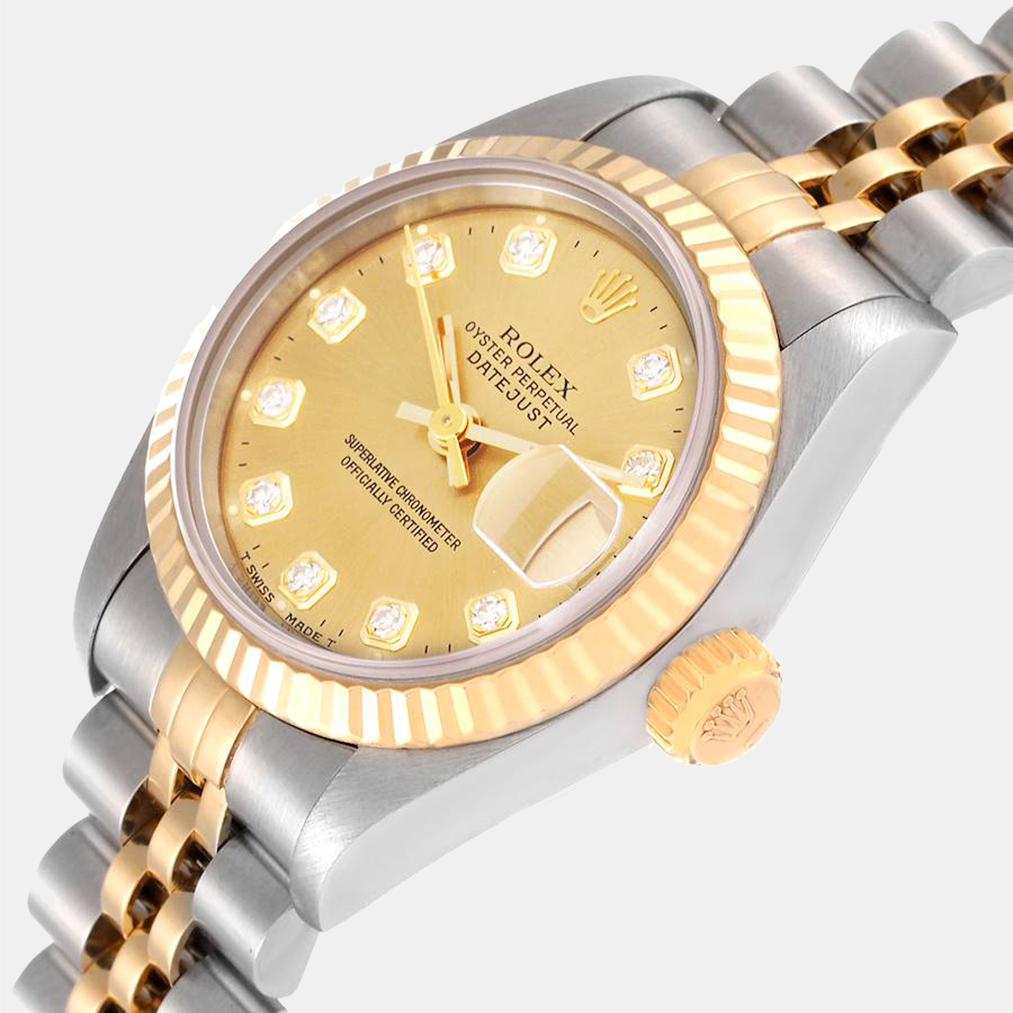 

Rolex Champagne Diamonds 18K Yellow Gold And Stainless Steel Datejust 69173 Women's Wristwatch 26 mm