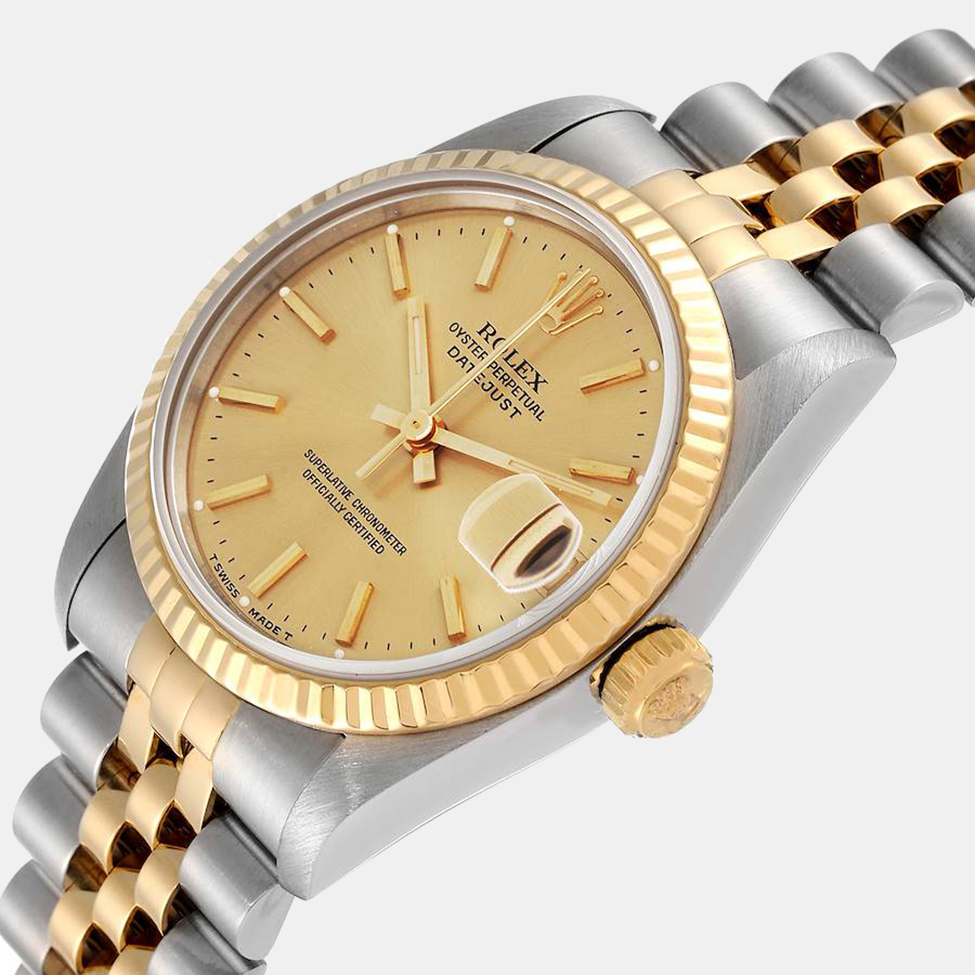 

Rolex Champagne 18K Yellow Gold And Stainless Steel Datejust 68273 Women's Wristwatch 26 mm