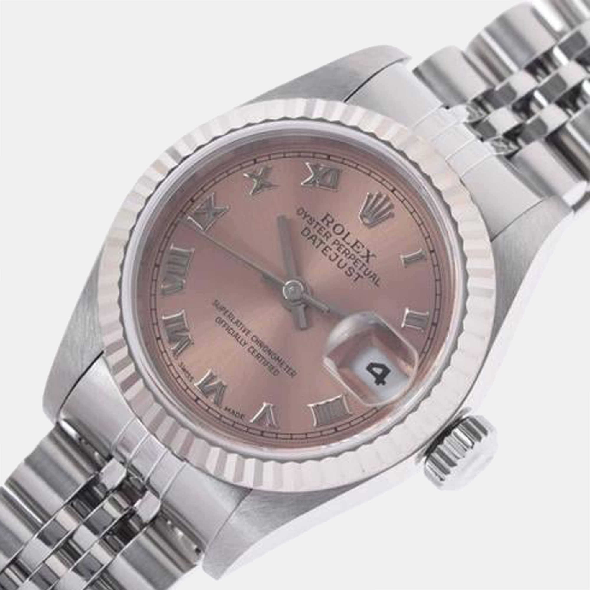 

Rolex Pink 18K White Gold And Stainless Steel Datejust 69174 Automatic Women's Wristwatch 26 mm