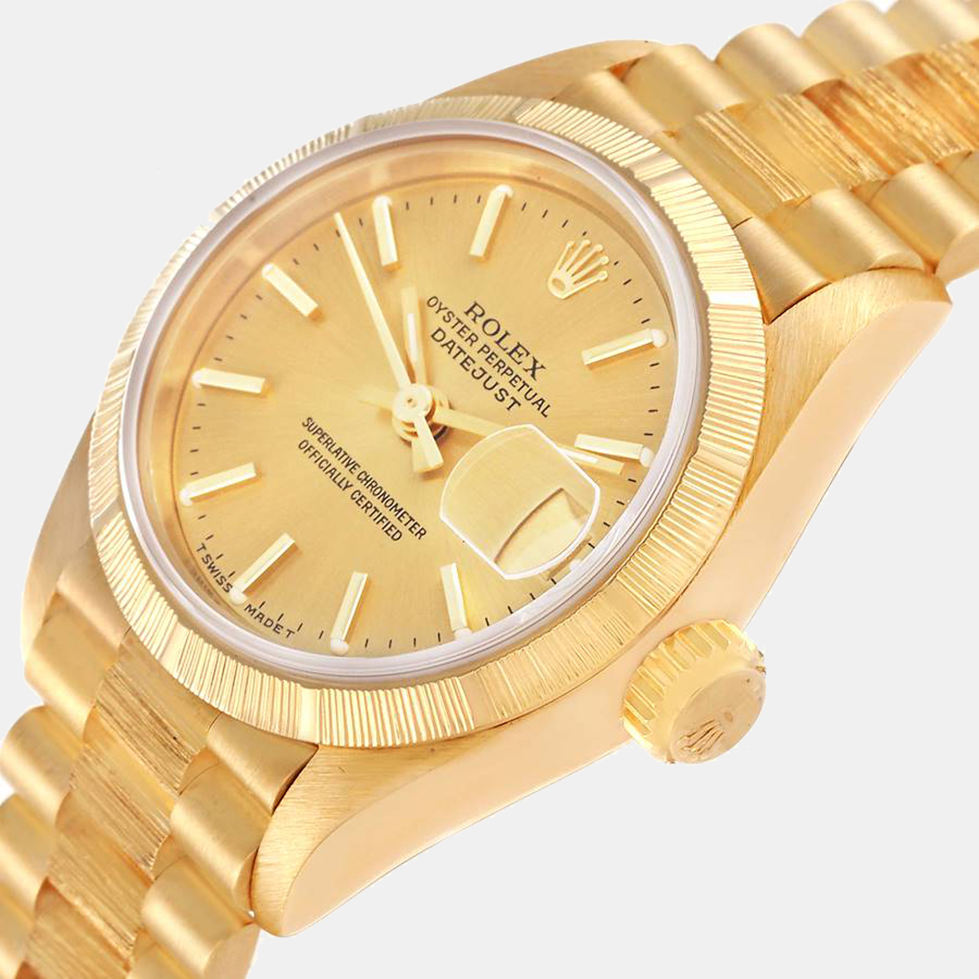 

Rolex Champagne 18K Yellow Gold President Datejust 69278 Women's Wristwatch 26 mm