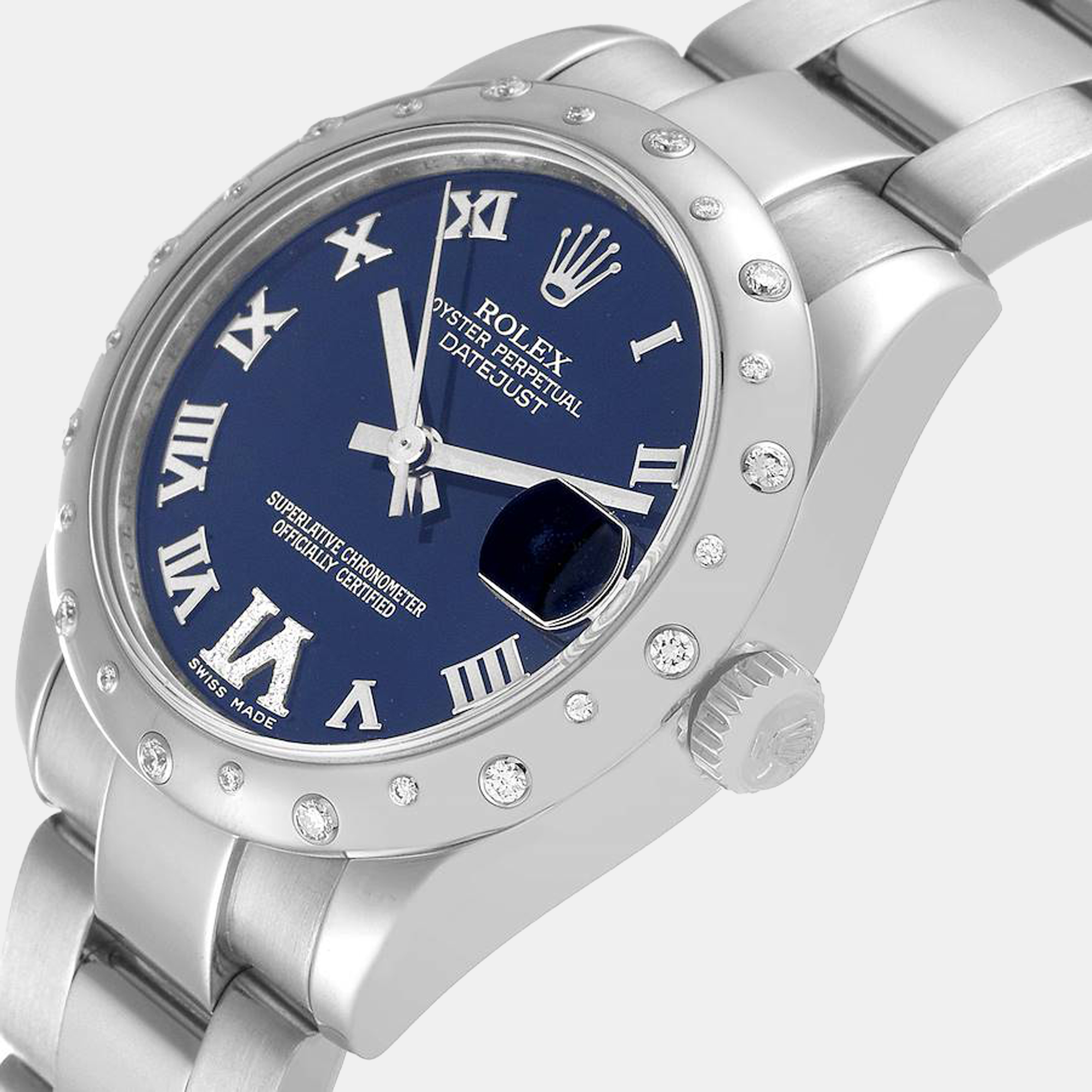 

Rolex Purple Diamonds Stainless Steel Datejust 178344 Women's Wristwatch 31 mm