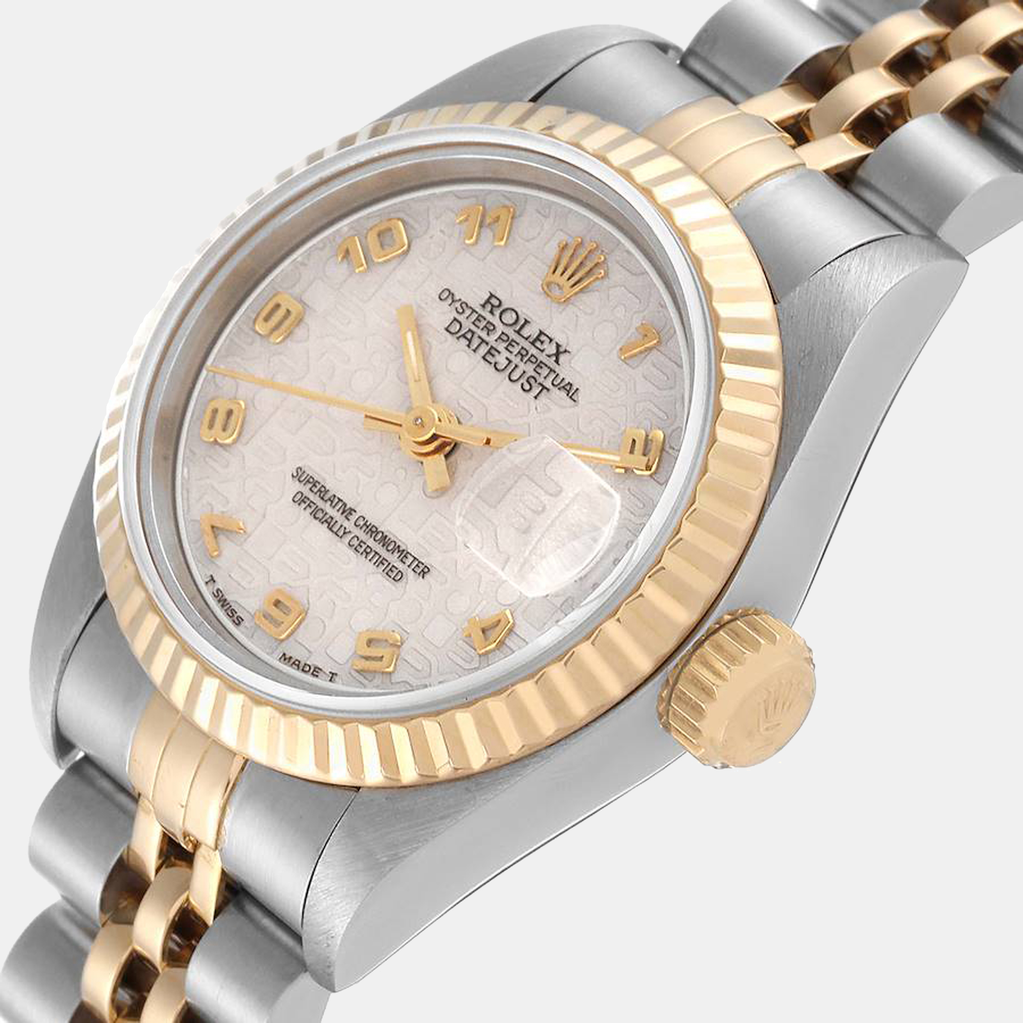 

Rolex Ivory 18K Yellow Gold And Stainless Steel Datejust 69173 Women's Wristwatch 26 mm, Cream