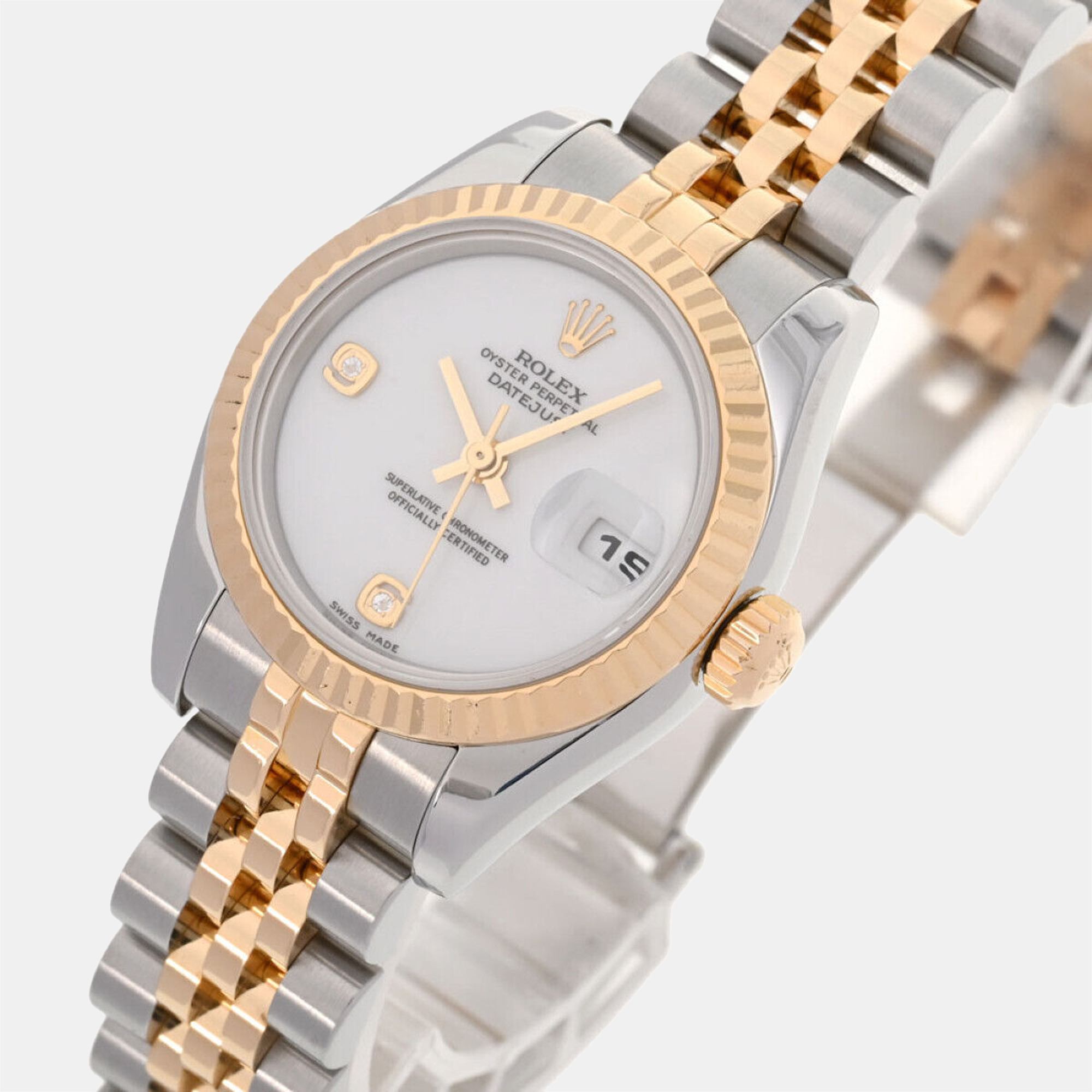 

Rolex MOP Diamonds 18K Yellow Gold And Stainless Steel Datejust 179173 Women's Wristwatch 26 mm, White