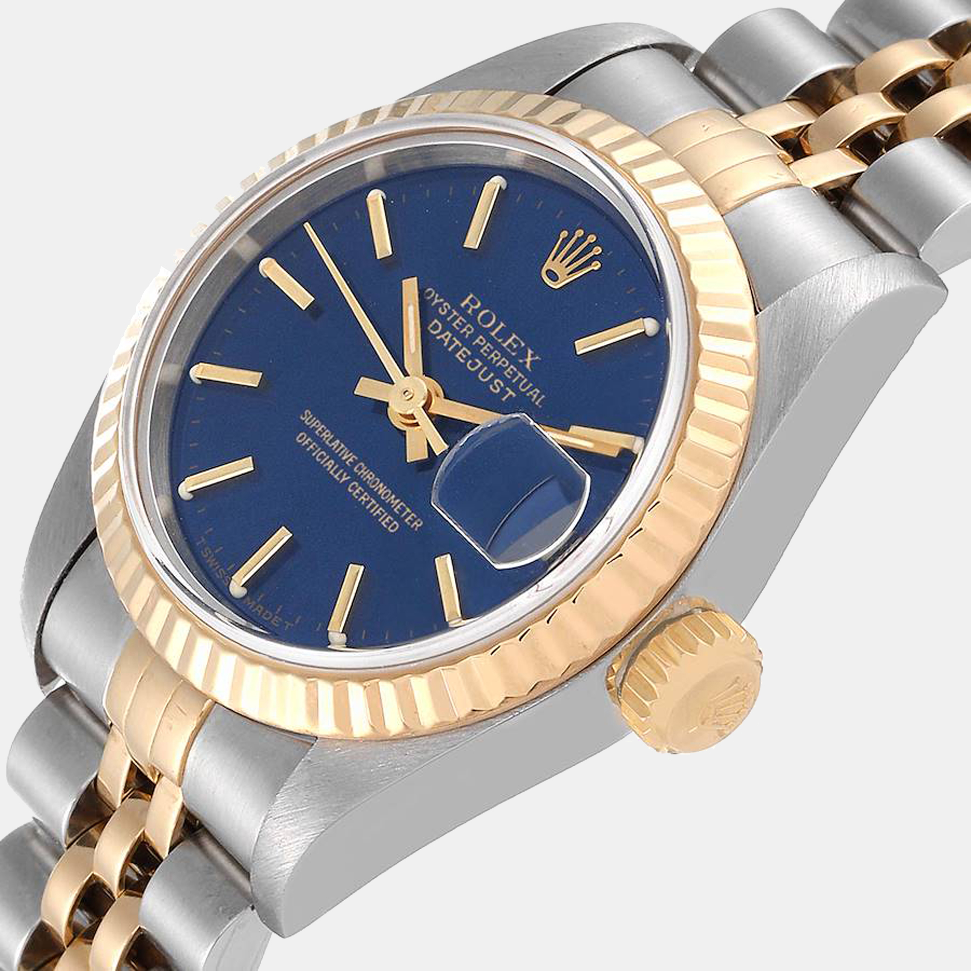 

Rolex Blue 18K Yellow Gold And Stainless Steel Datejust 69173 Women's Wristwatch 26 mm