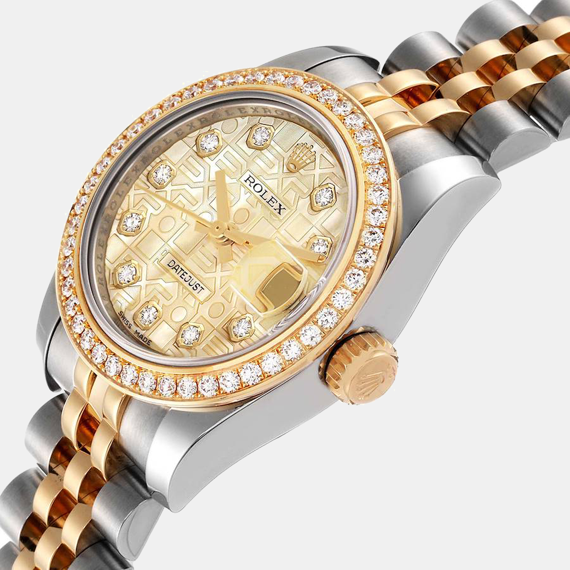 

Rolex Champagne Diamonds 18k Yellow Gold And Stainless Steel Datejust 179383 Women's Wristwatch 26 mm