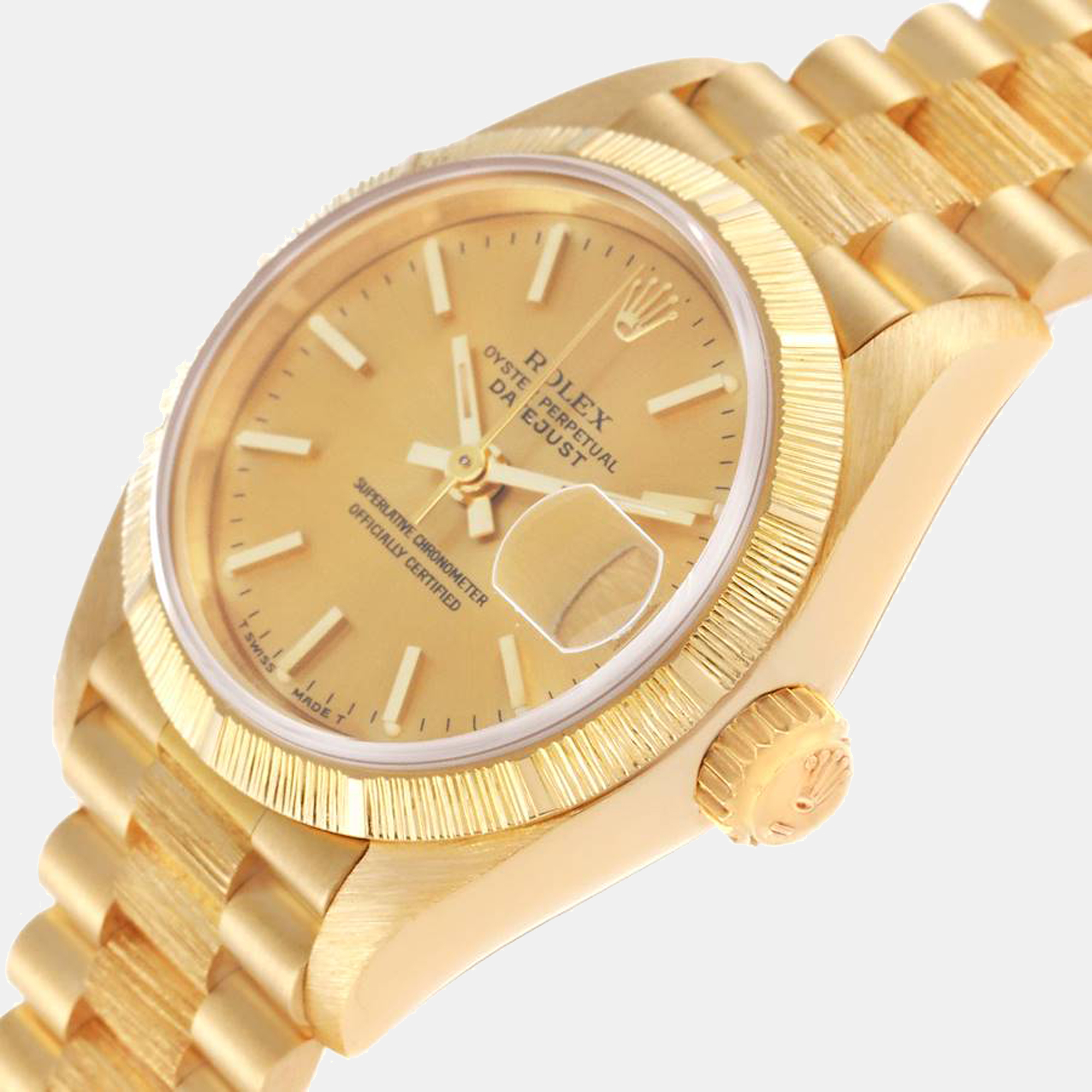 

Rolex Champagne 18K Yellow Gold President Datejust 69278 Women's Wristwatch 26 mm