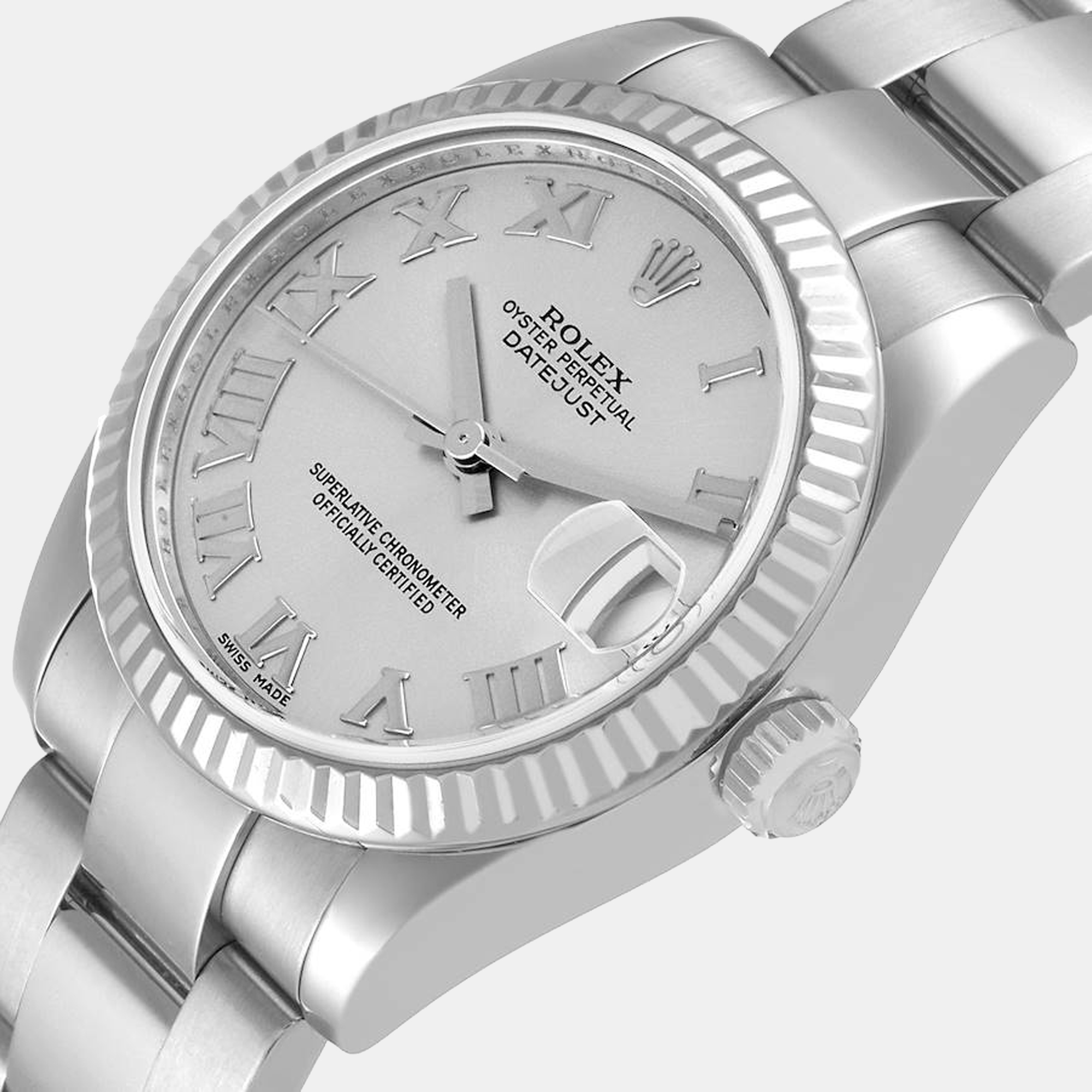 

Rolex Silver 18K White Gold And Stainless Steel Datejust 178274 Women's Wristwatch 31 mm