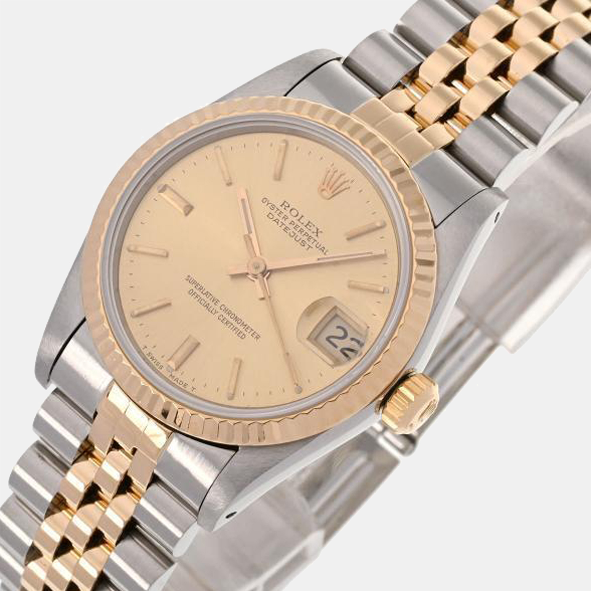 

Rolex Champagne 18K Yellow Gold And Stainless Steel Datejust 68273 Women's Wristwatch 26 mm