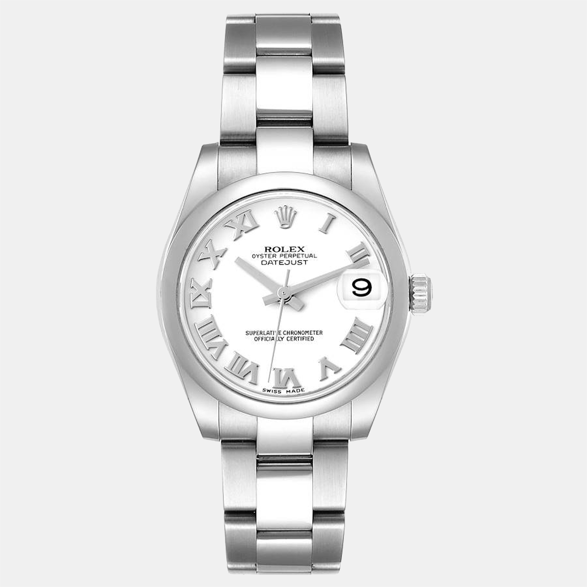 Pre-owned Rolex White Stainless Steel Datejust 178240 Automatic Women's Wristwatch 31 Mm