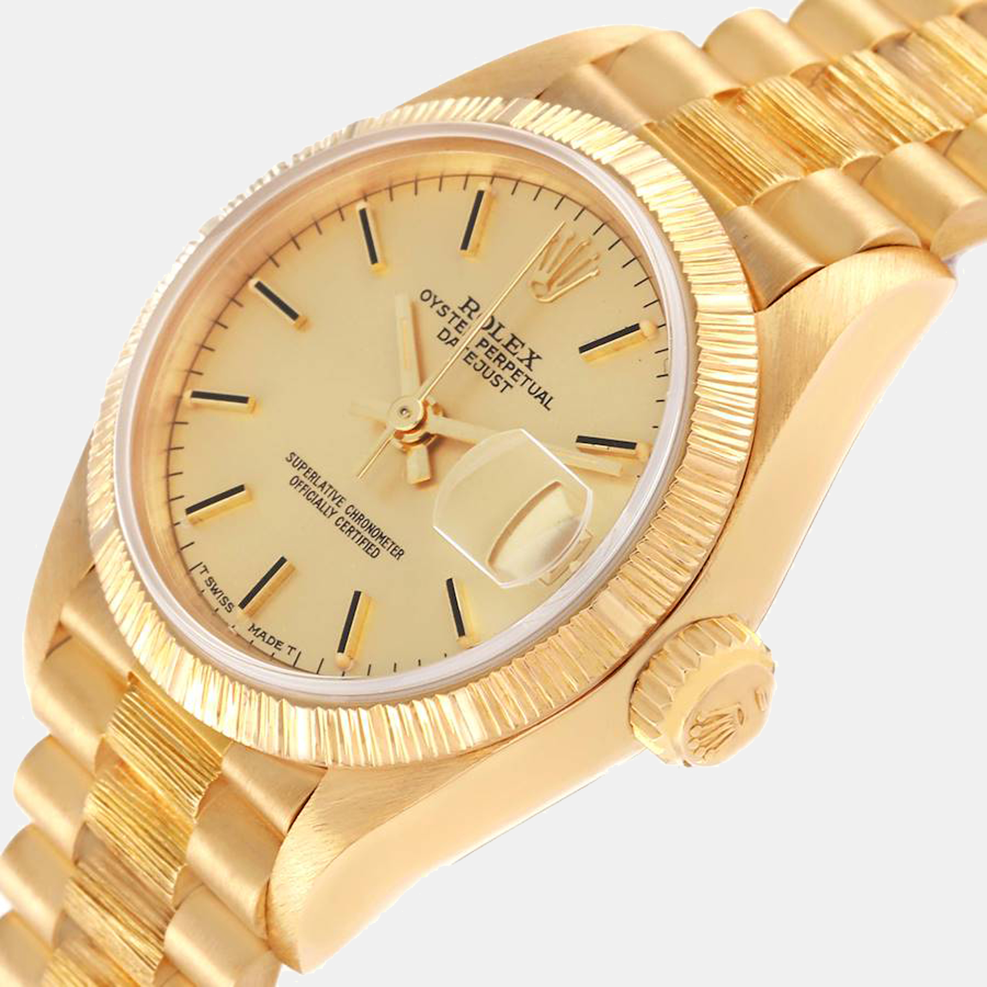 

Rolex Champagne 18K Yellow Gold President Datejust 69278 Women's Wristwatch 26 mm