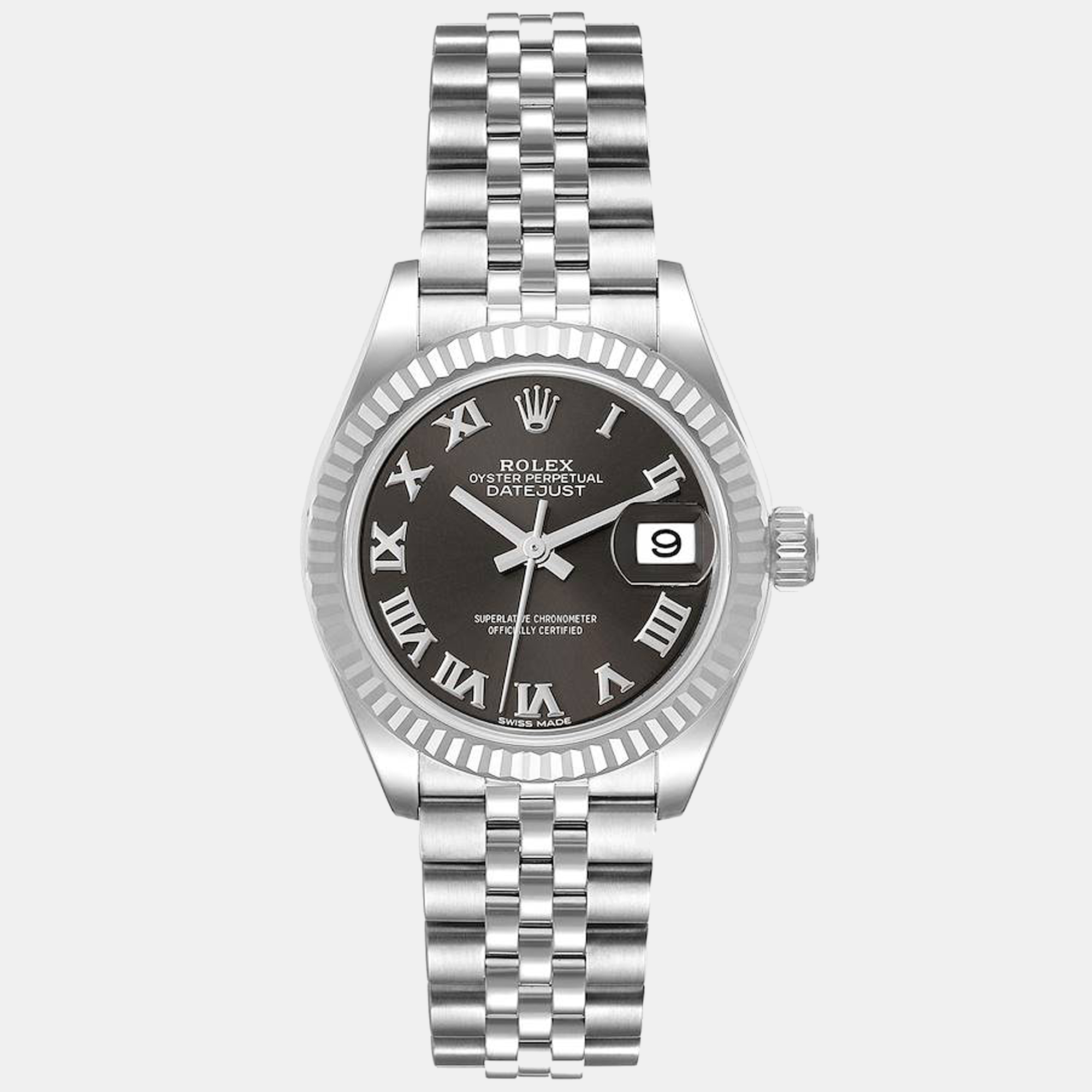 Click to view more detailed imagery on our partner's website Pre-owned Rolex Grey 18k White Gold And Stainless Steel Datejust 279174 Women's Wristwatch 28 Mm