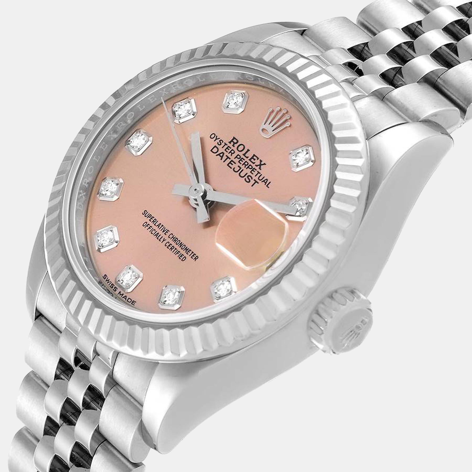 

Rolex Pink Diamonds 18K White Gold And Stainless Steel Datejust 279174 Women's Wristwatch 28 mm