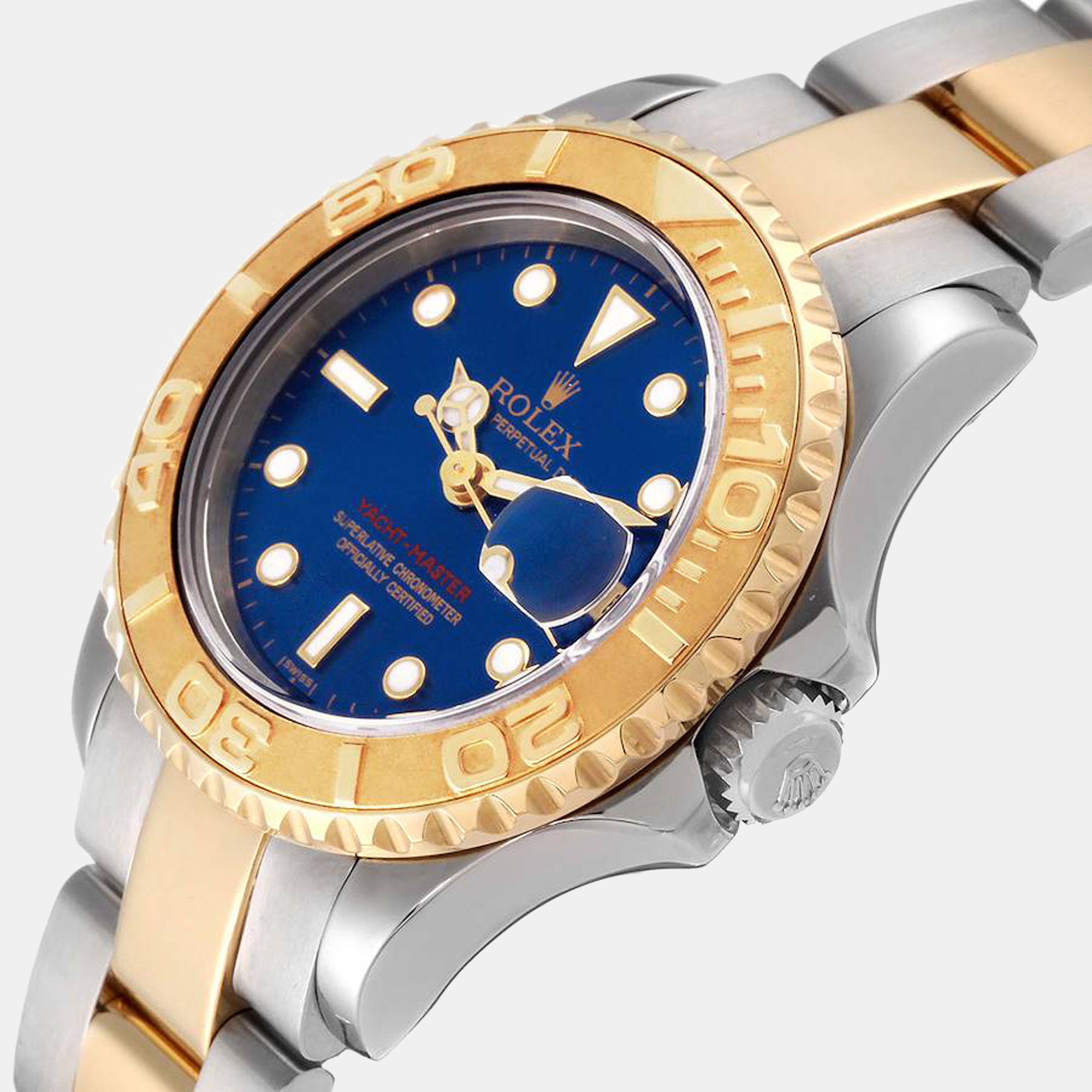 

Rolex Blue 18K Yellow Gold And Stainless Steel Yacht-Master 69623 Automatic Women's Wristwatch 29 mm