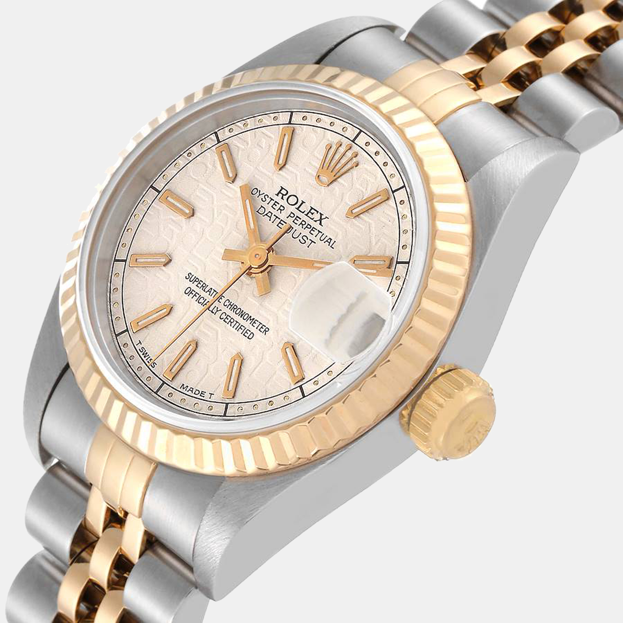 

Rolex Ivory 18K Yellow Gold And Stainless Steel Datejust 69173 Women's Wristwatch 26 mm, Cream