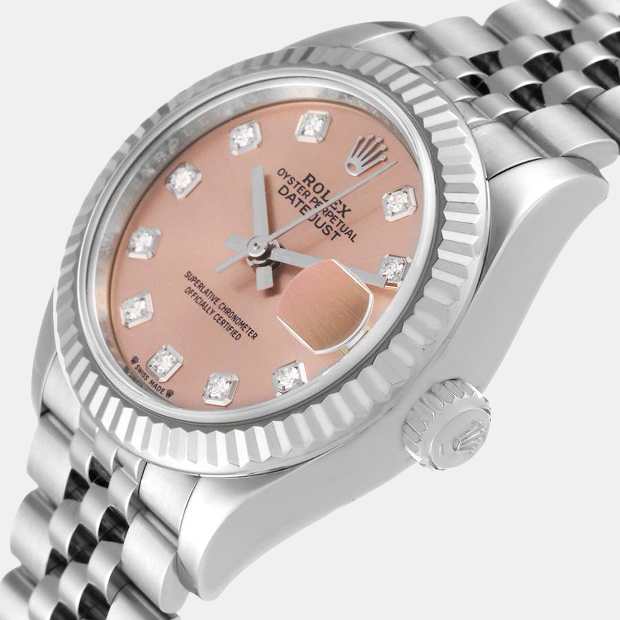 

Rolex Pink Diamonds 18K White Gold And Stainless Steel Datejust 279174 Women's Wristwatch 28 mm