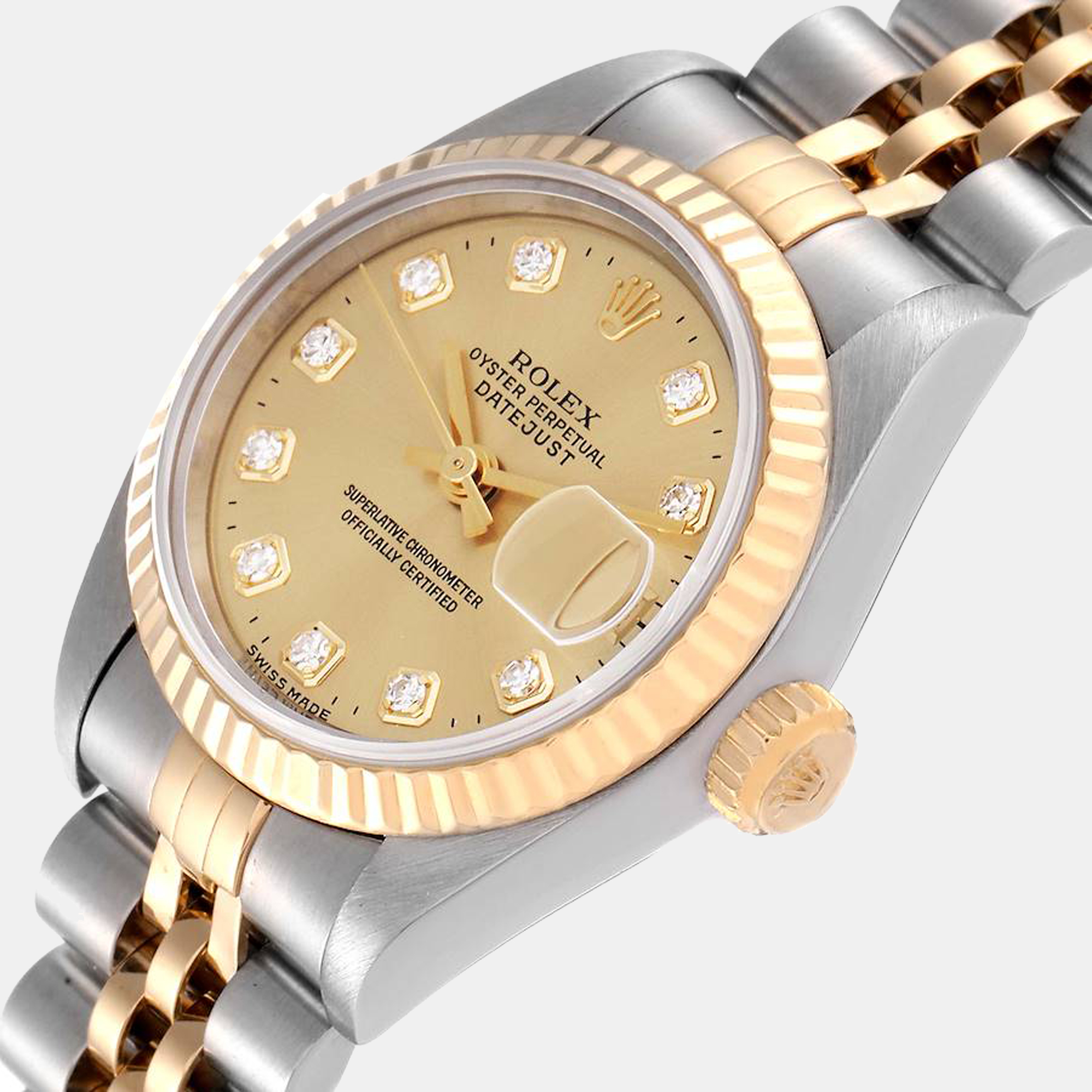 

Rolex Champagne Diamonds 18K Yellow Gold And Stainless Steel Datejust 69173 Women's Wristwatch 26 mm