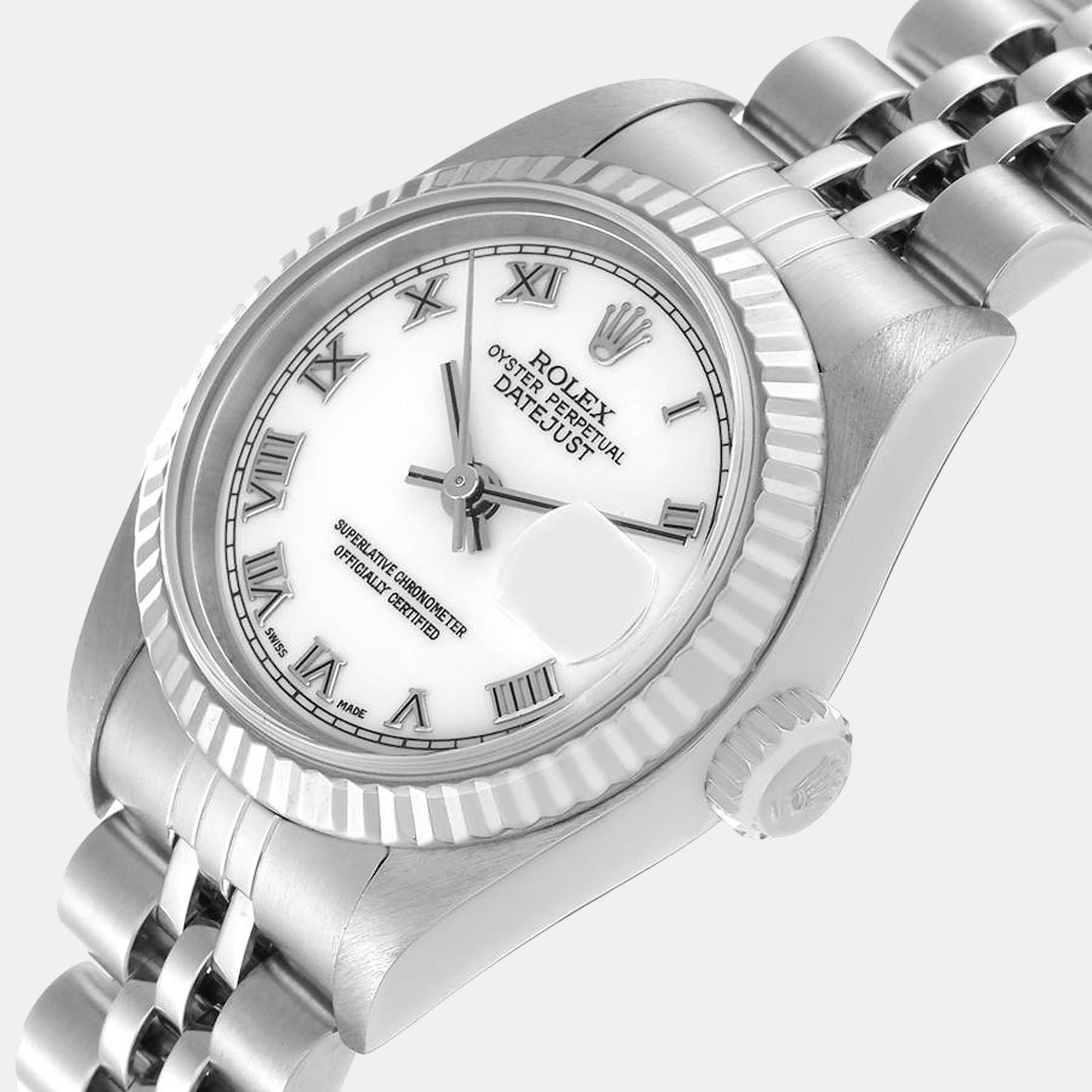 

Rolex White 8K White Gold And Stainless Steel Datejust 79174 Women's Wristwatch 26 mm