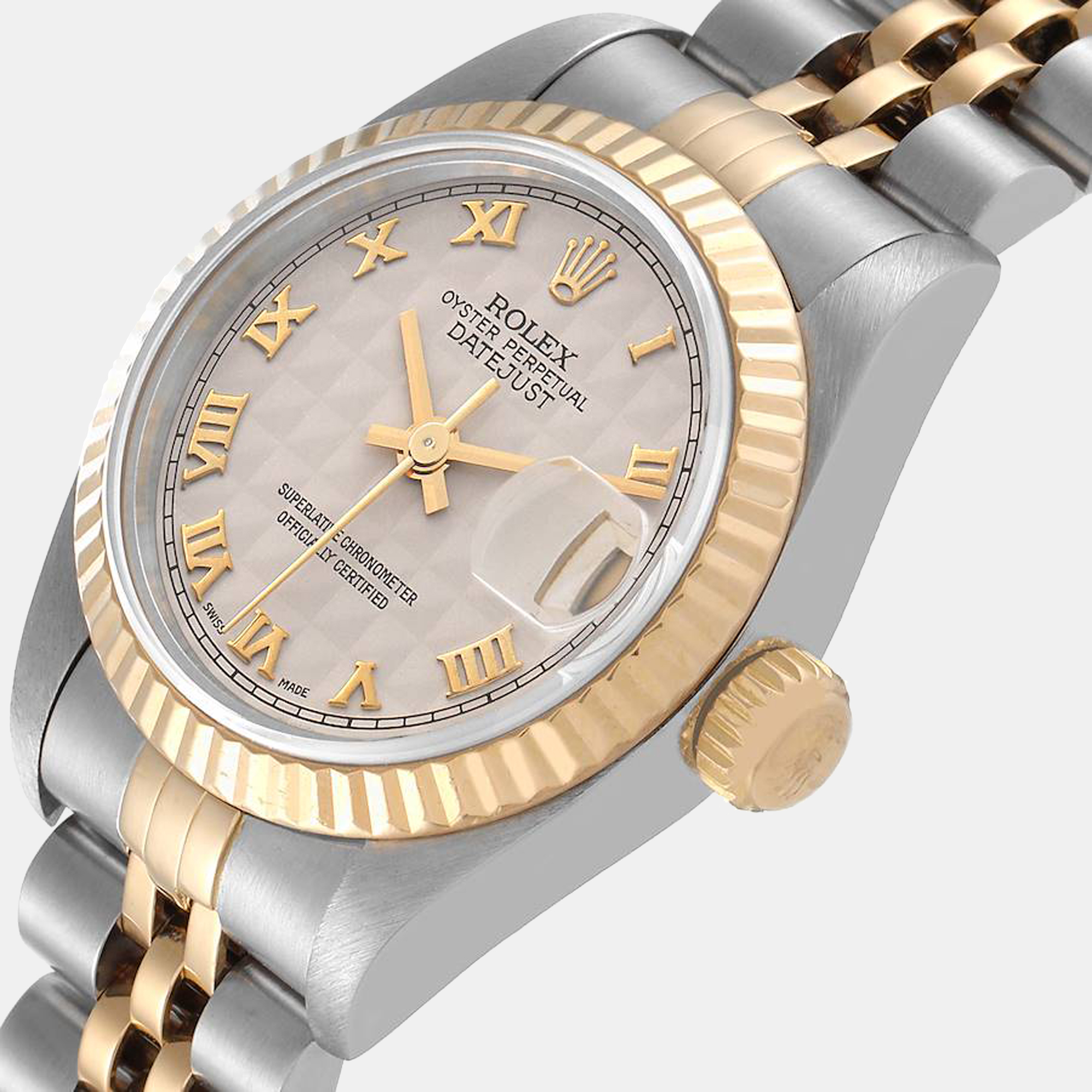 

Rolex Silver 18K Yellow Gold And Stainless Steel Datejust 69173 Women's Wristwatch 26 mm