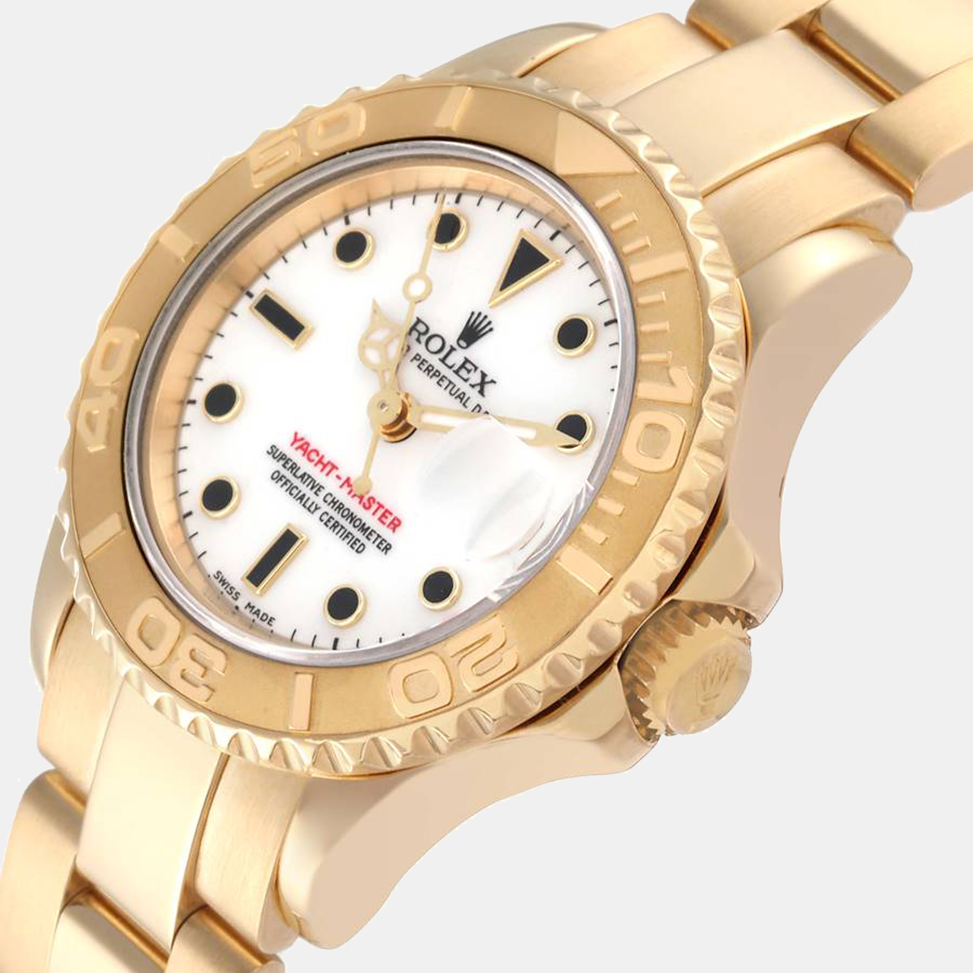 

Rolex White 18k Yellow Gold Yacht-Master 69628 Women's Wristwatch 29 mm