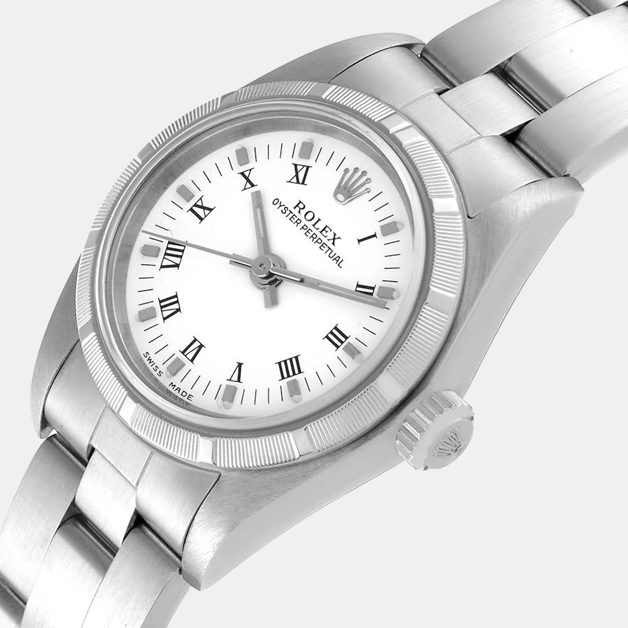 

Rolex White Stainless Steel Oyster Perpetual 76030 Women's Wristwatch 24 mm