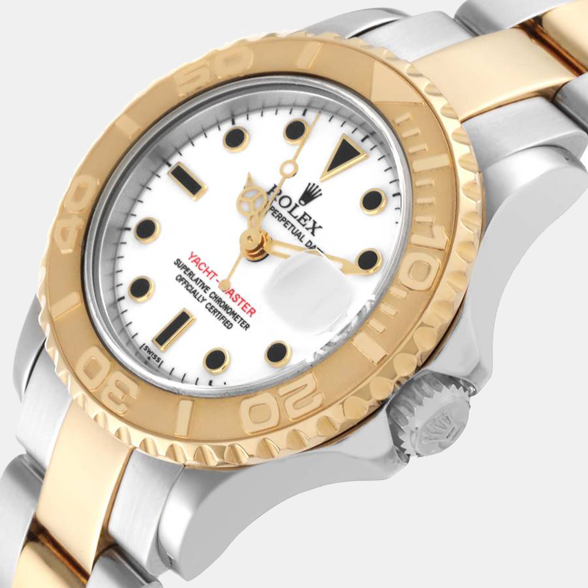 

Rolex White 18K Yellow Gold And Stainless Steel Yacht-Master 69623 Women's Wristwatch 29 mm