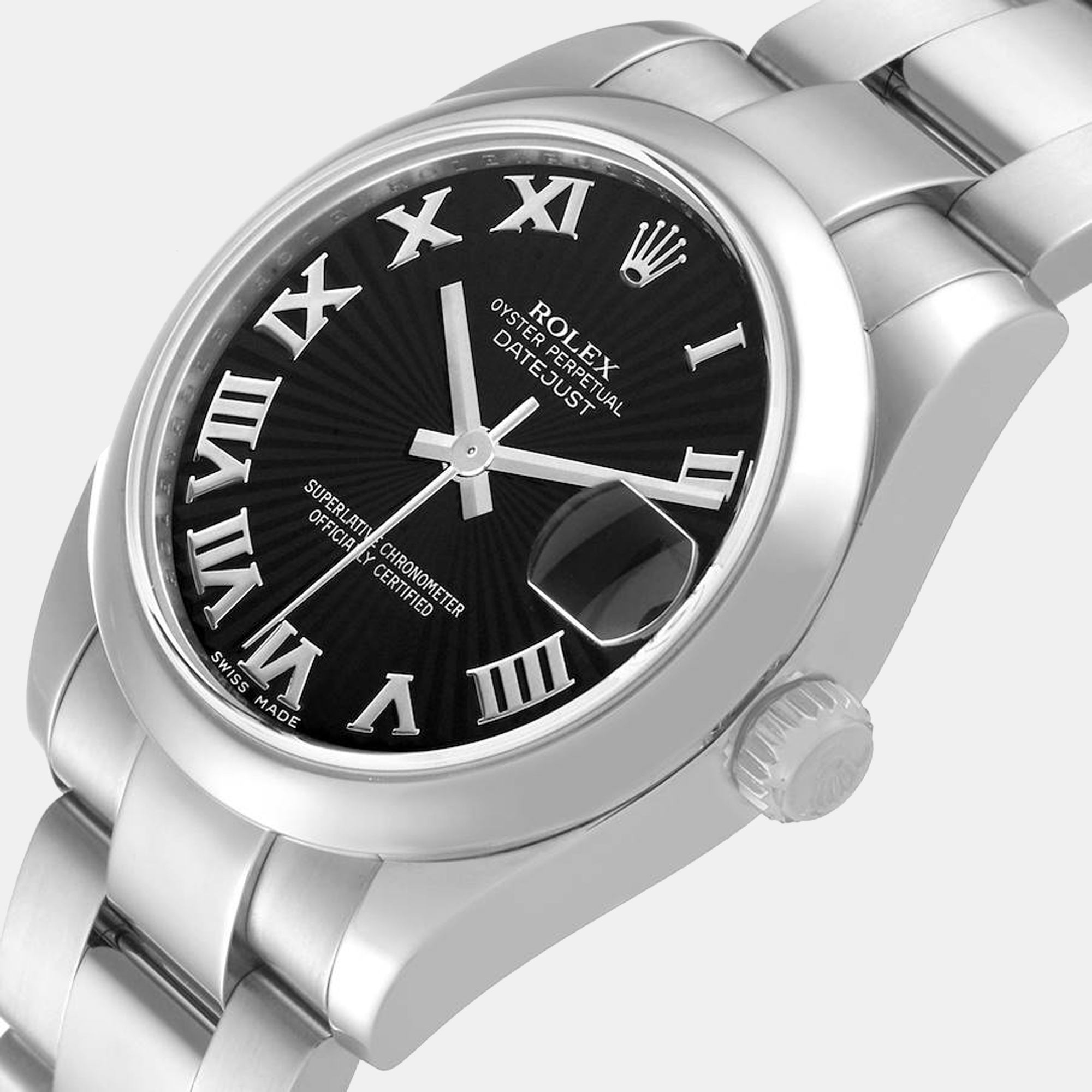 

Rolex Black Stainless Steel Datejust 178240 Women's Wristwatch 31 mm