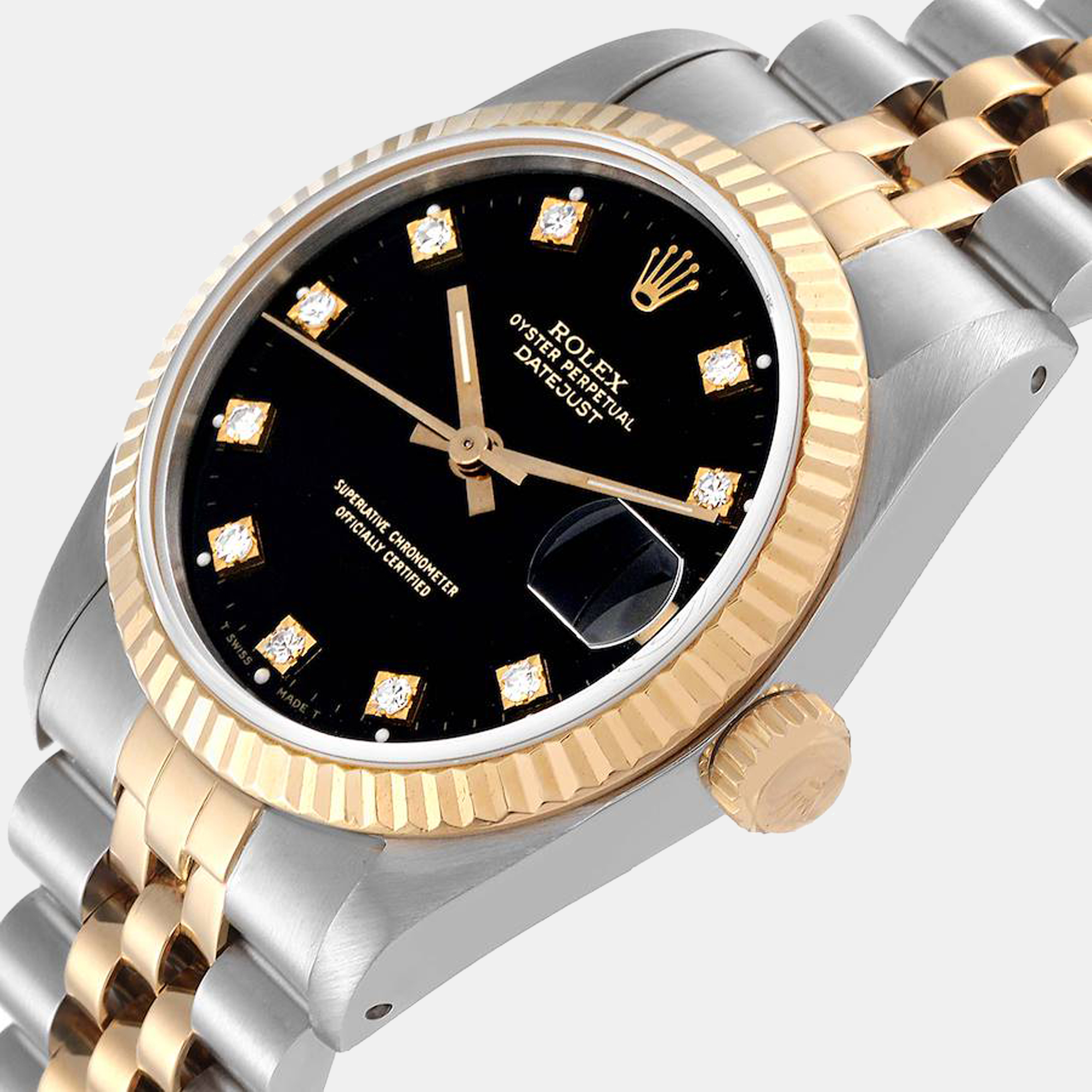 

Rolex Black Diamonds 18K Yellow Gold And Stainless Steel Datejust 68273 Women's Wristwatch 31 mm