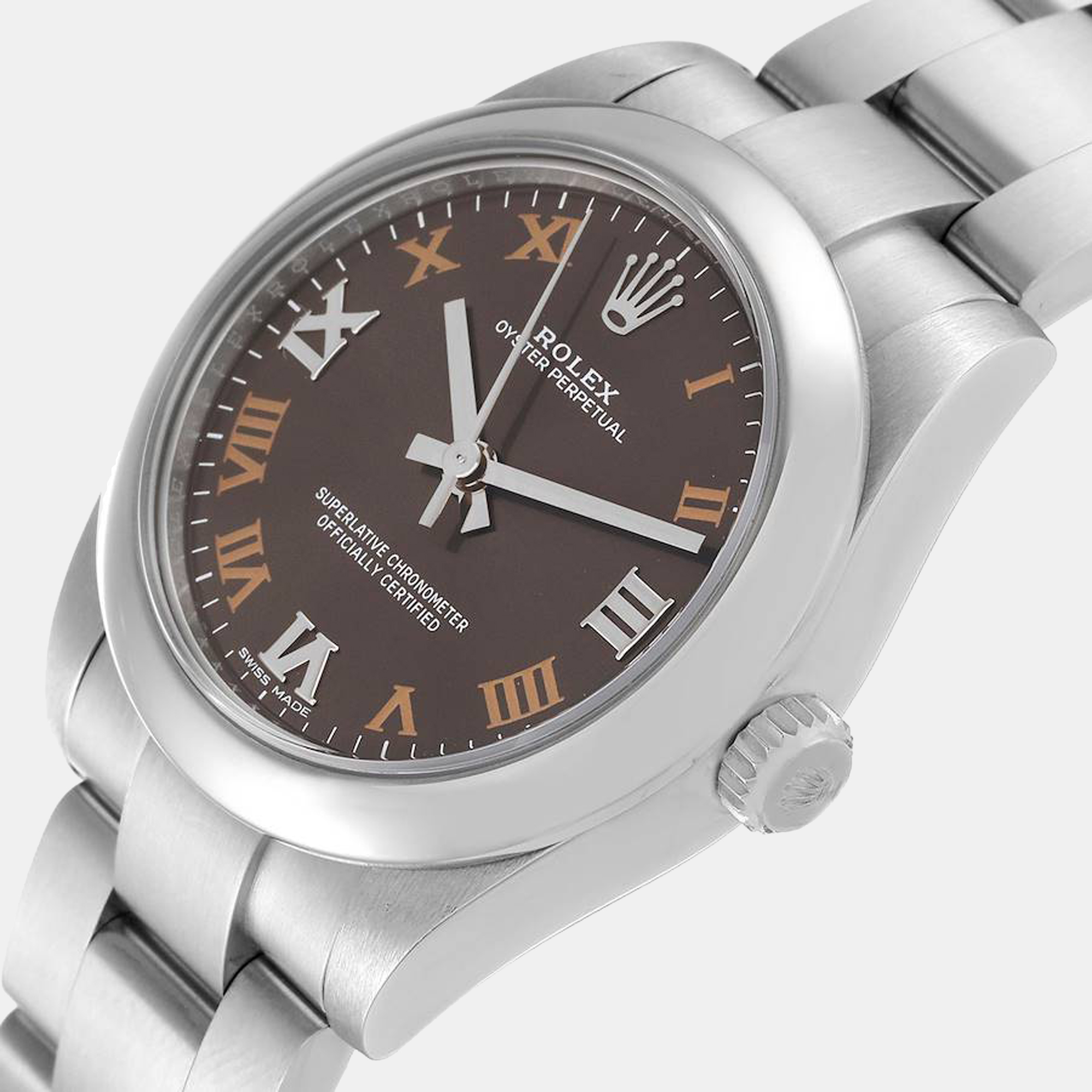 

Rolex Grey Stainless Steel Oyster Perpetual 177200 Women's Wristwatch 31 mm